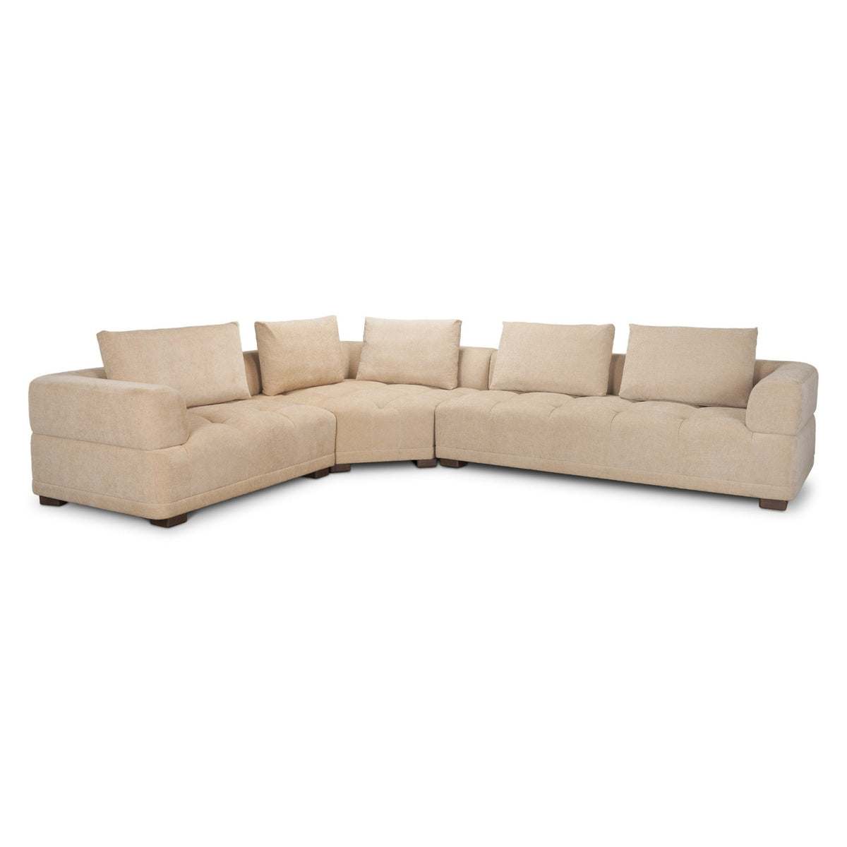 Mercana Warner Quilt 3 Piece Sofa Set w/Corner Piece w/Back Cushions in Beige, primary product view