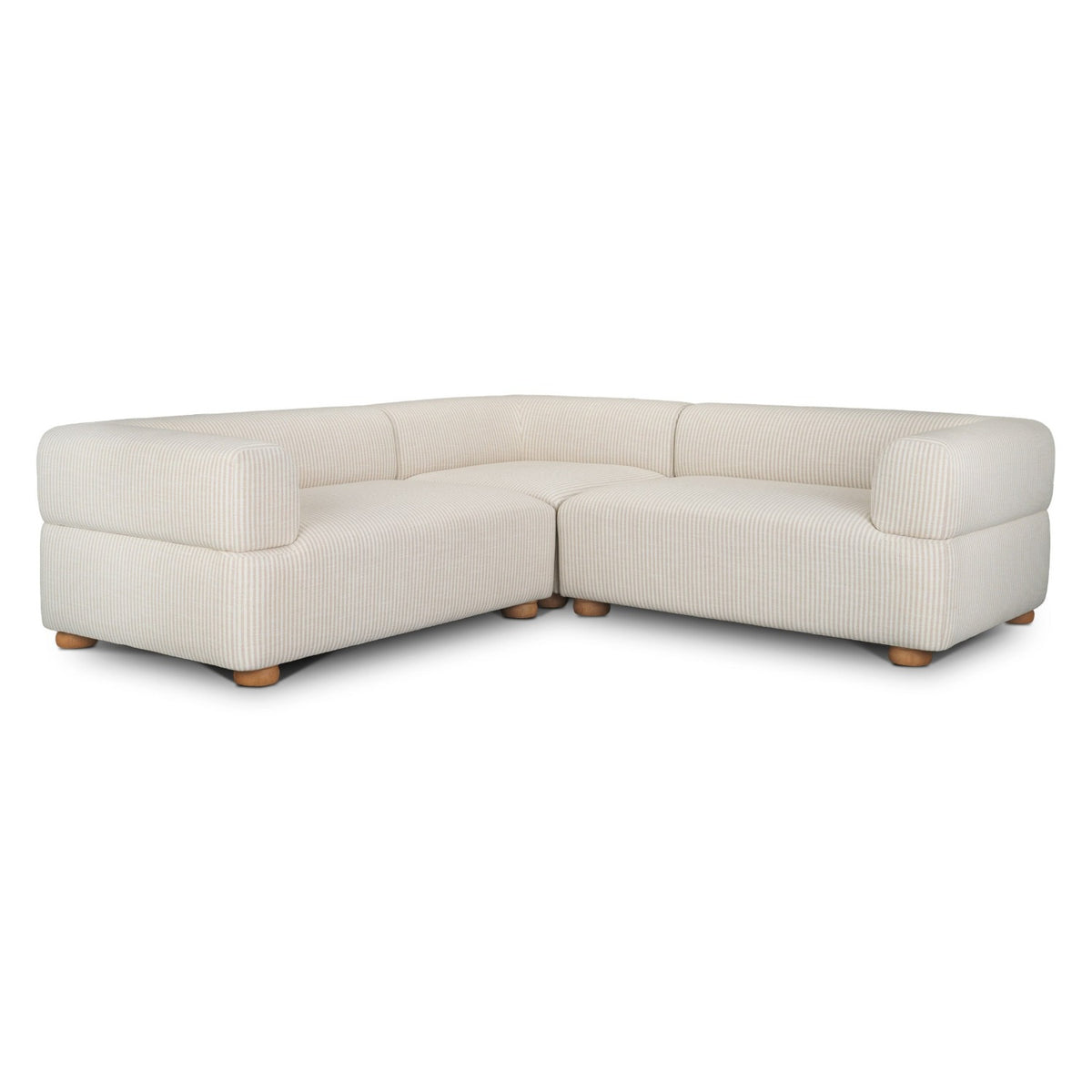 Mercana Warner Stripe 3 Piece Sofa Set w/S Corner Piece in Beige, primary product view
