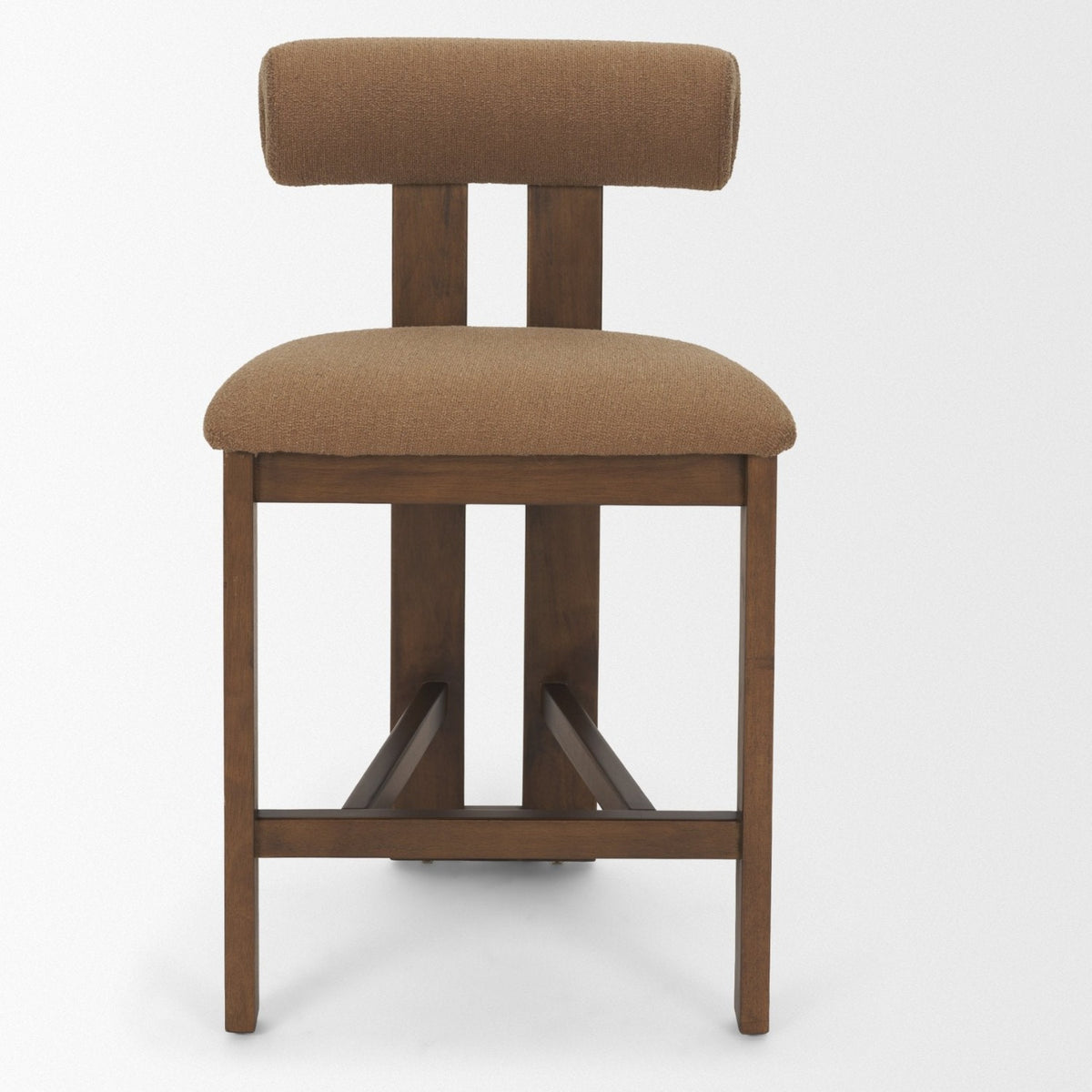 Mercana Tribeca Curve Open Back Mocha Fabric Tripod Frame Counter Stool