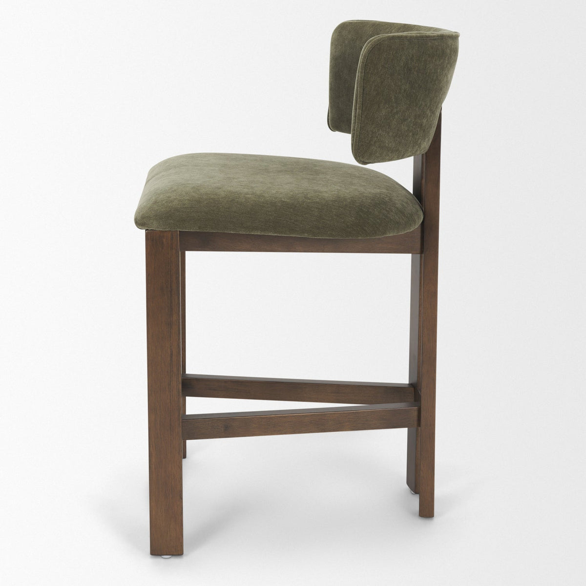 Mercana Soho Curved Open Back Moss 008 Olive Tripod Frame Counter Stool
