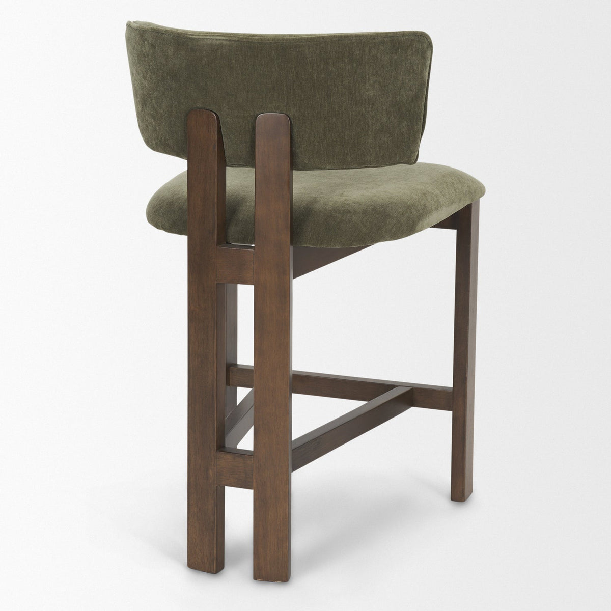Mercana Soho Curved Open Back Moss 008 Olive Tripod Frame Counter Stool