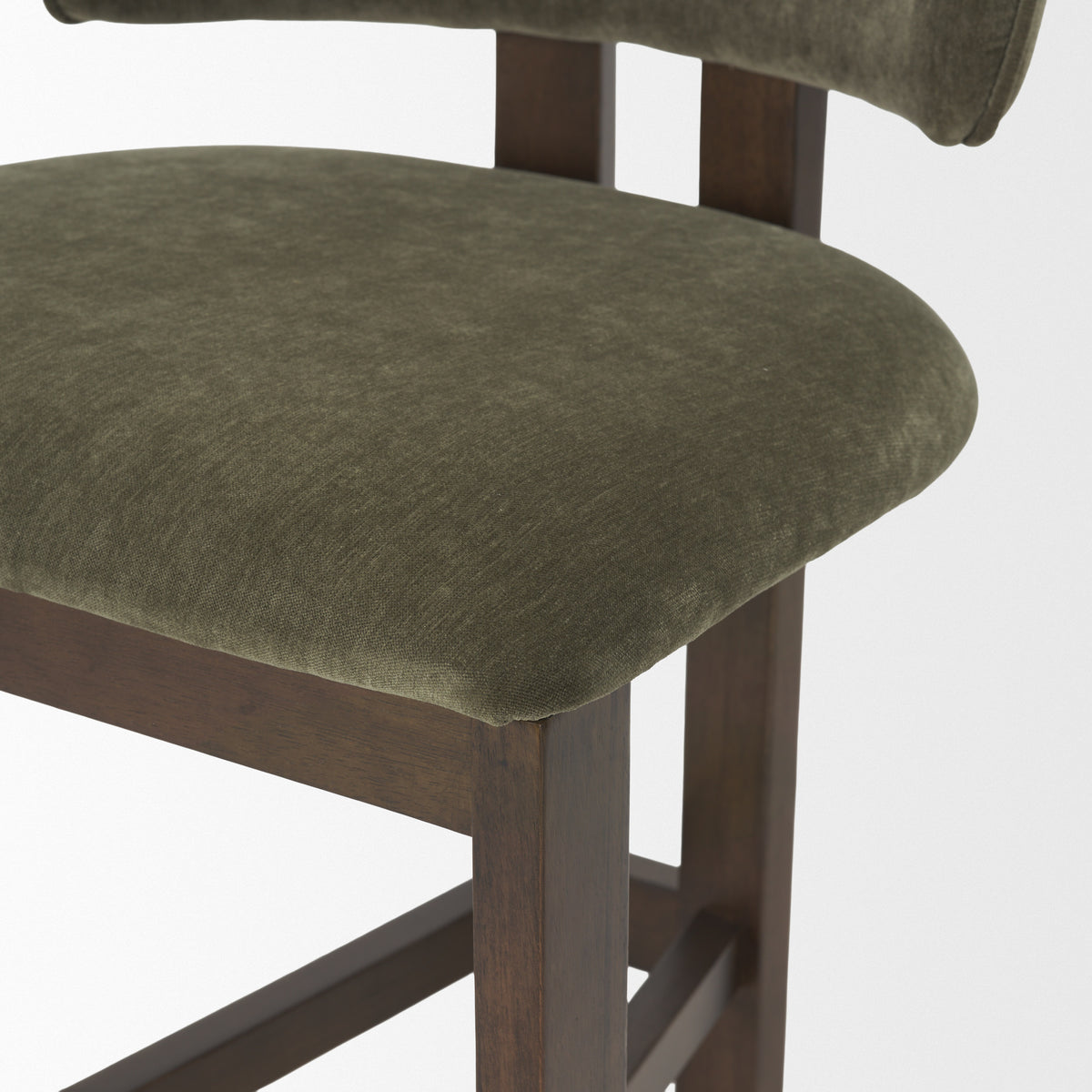 Mercana Soho Curved Open Back Moss 008 Olive Tripod Frame Counter Stool