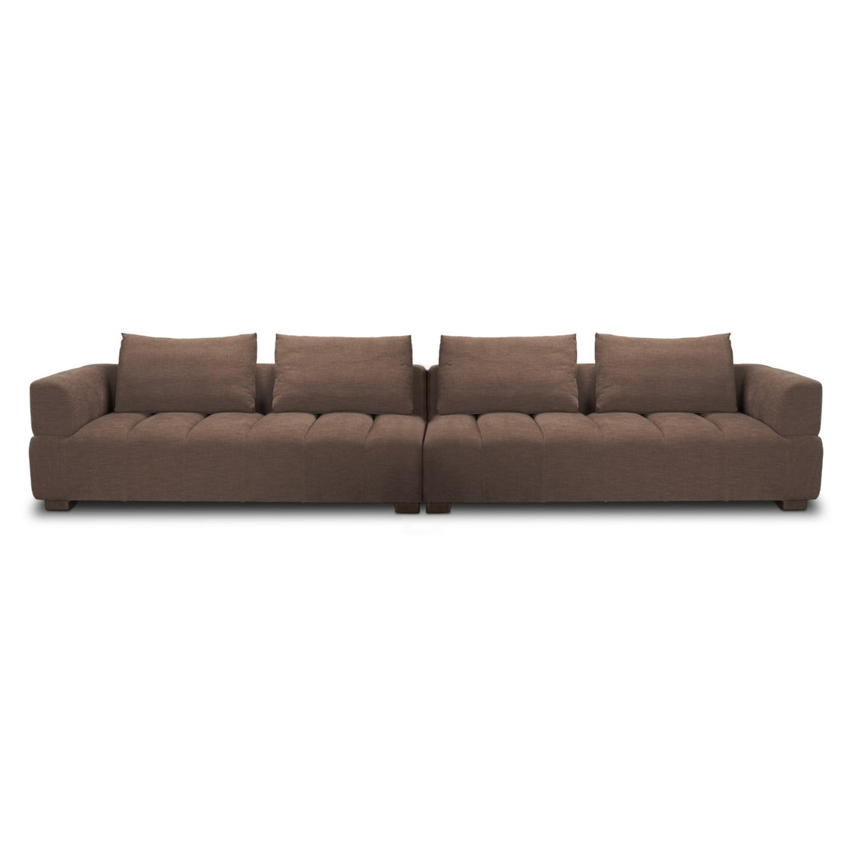 Mercana Warner Channel 2 Piece Long Sofa Set w/Back Cushions in Brown, primary product view