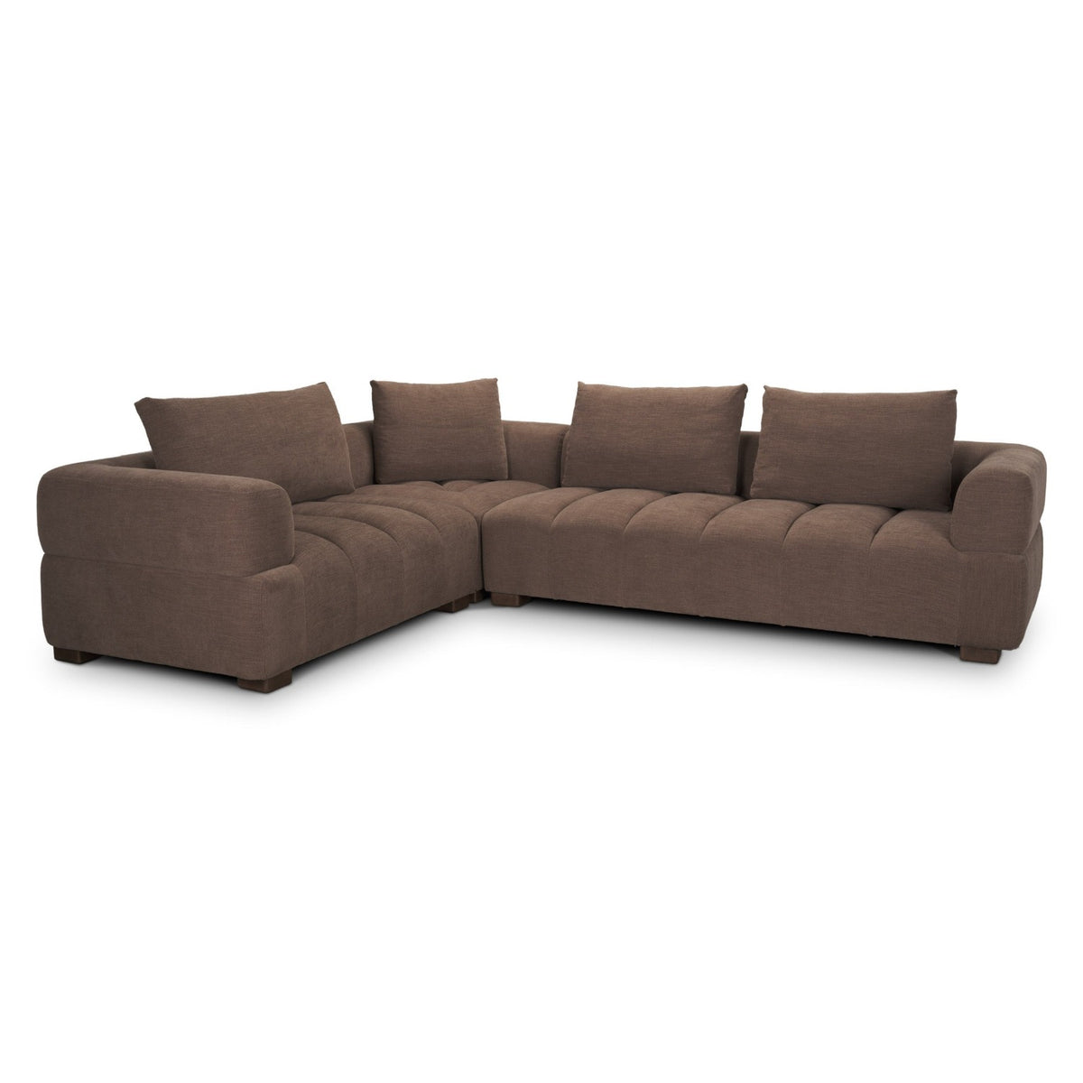 Mercana Warner Channel 3 Piece Sofa Set w/S Corner Piece w/Back Cushions in Brown, primary product view