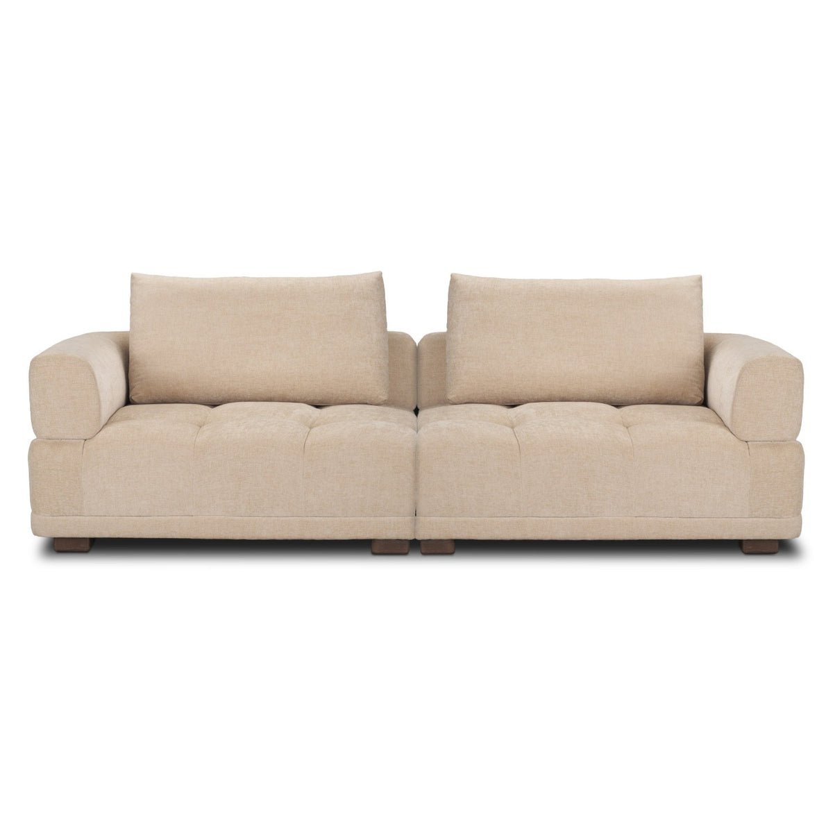 Mercana Warner Quilt 2 Piece Sofa Set w/Back Cushions in Beige, primary product view