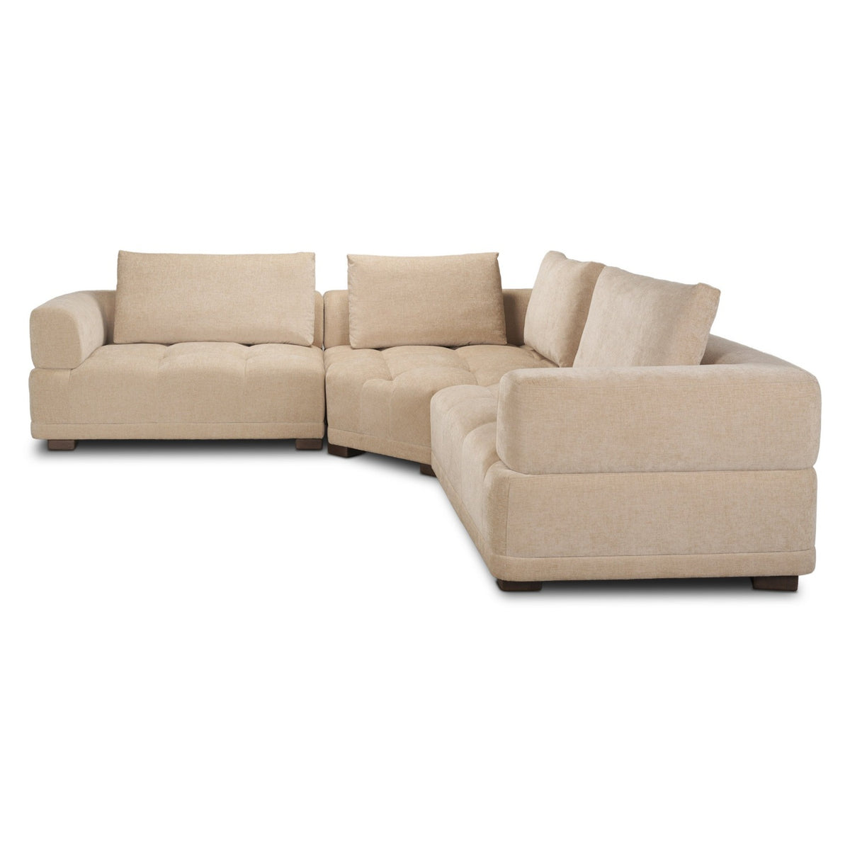 Mercana Warner Quilt 3 Piece Sofa Set w/Corner Piece w/Back Cushions in Beige, primary product view