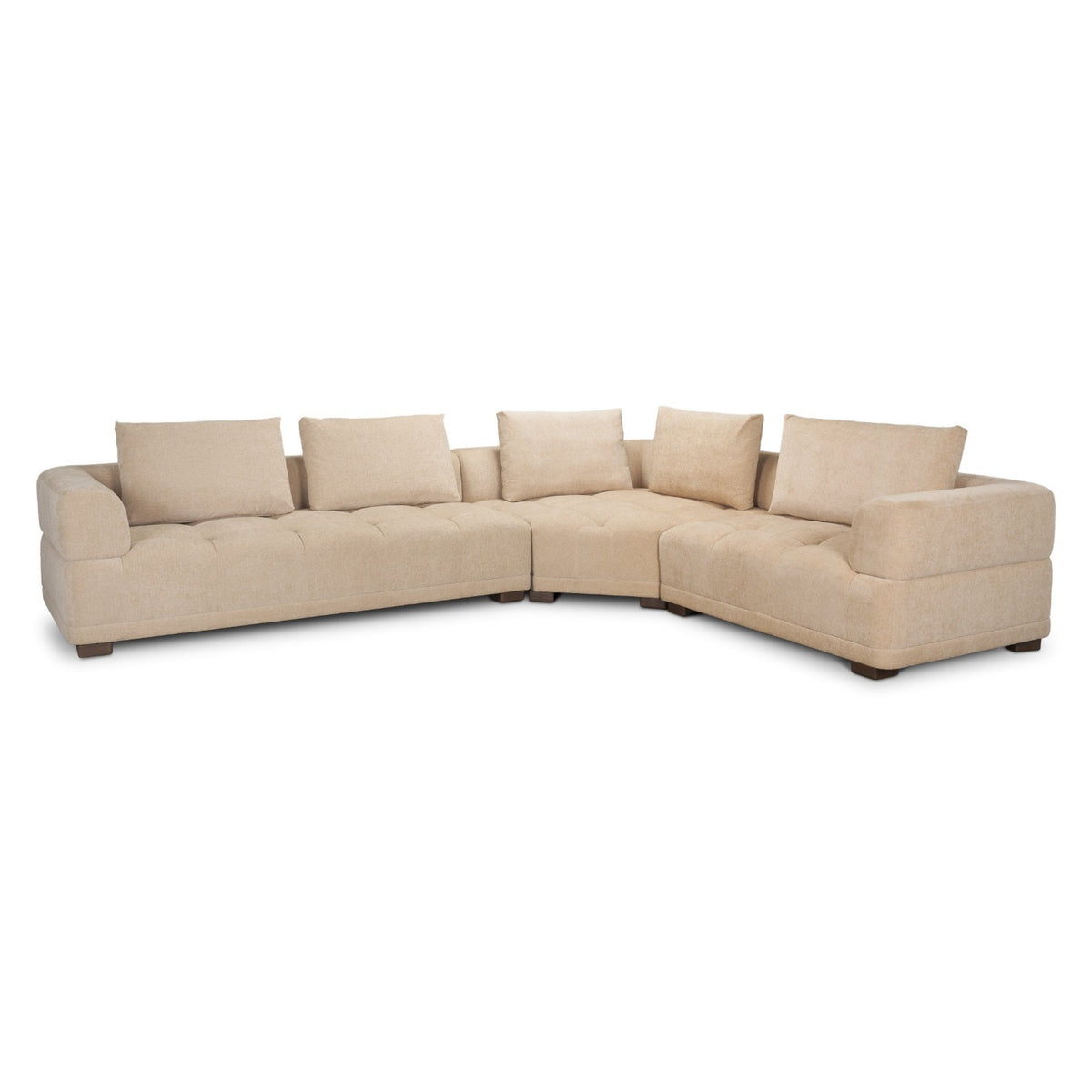 Mercana Warner Quilt 3 Piece Sofa Set w/Corner Piece w/Back Cushions in Beige, primary product view