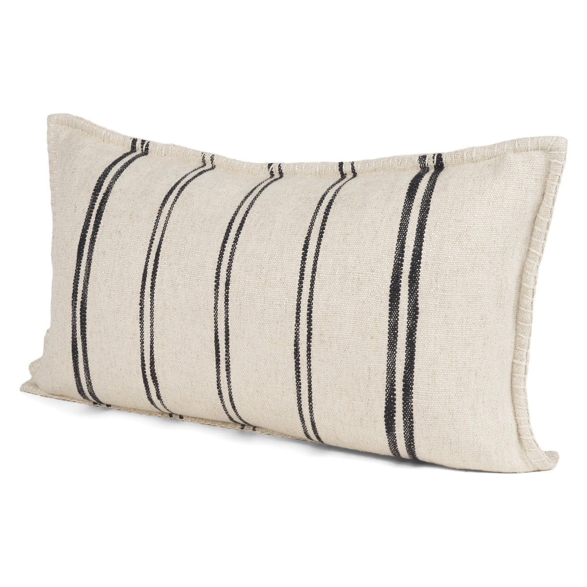 Mercana Liv Lumbar Cream w/Black Stripes Throw Pillow in Beige, primary product view