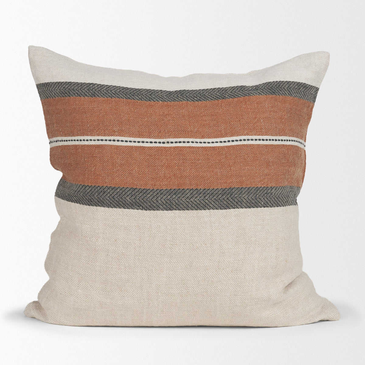 Mercana Mason Square Cream w/ Orange Stripe Pillow Cover w/Down Filler