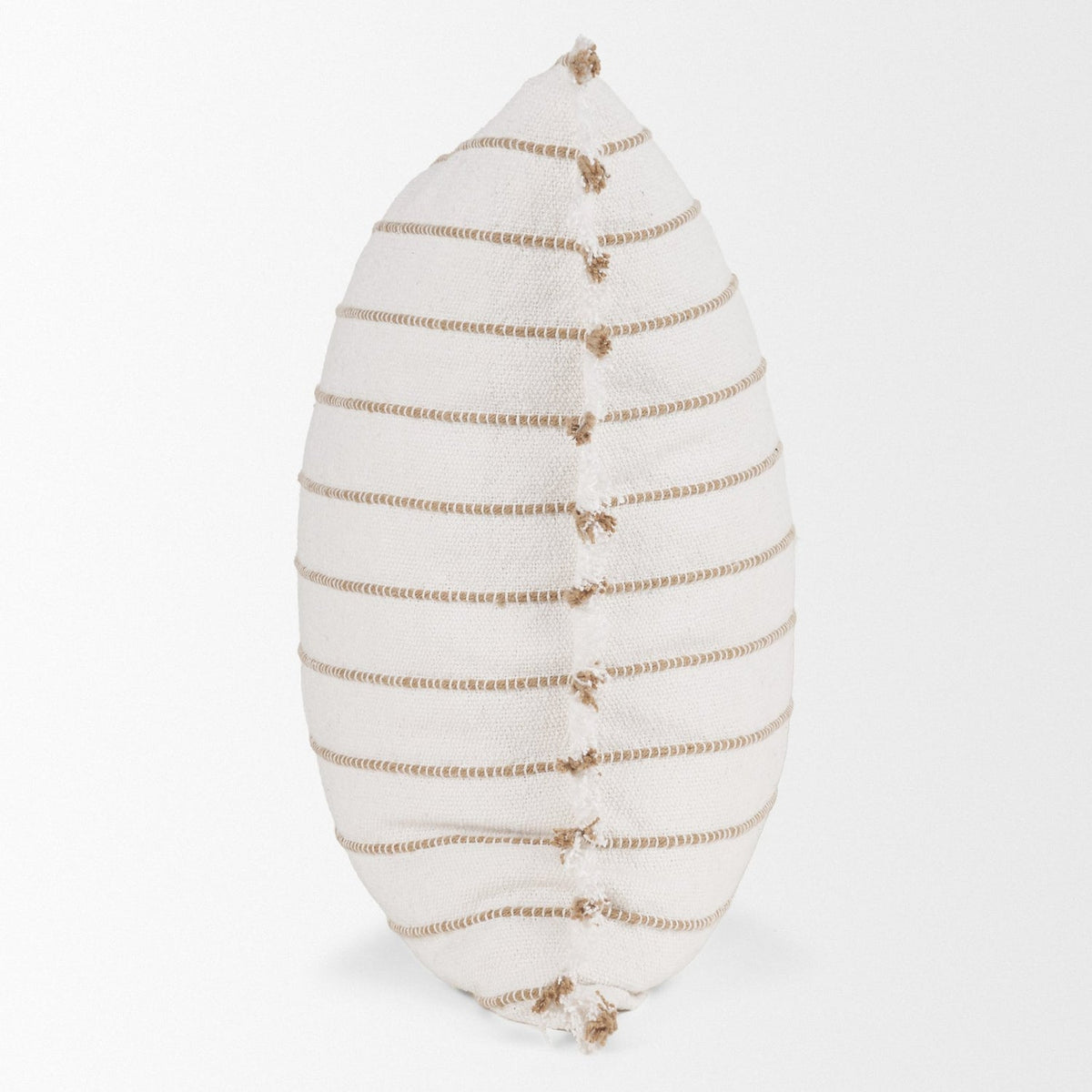 Mercana Willow Square Cream w/ Camel Stripes Pillow Cover w/Down Filler