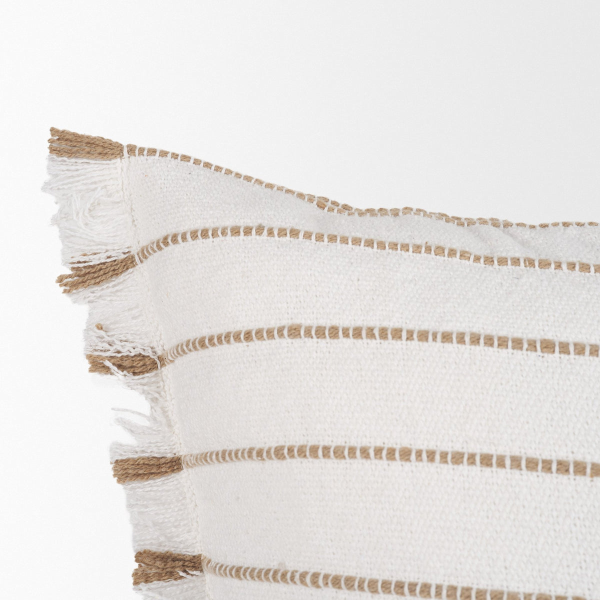 Mercana Willow Square Cream w/ Camel Stripes Pillow Cover w/Down Filler