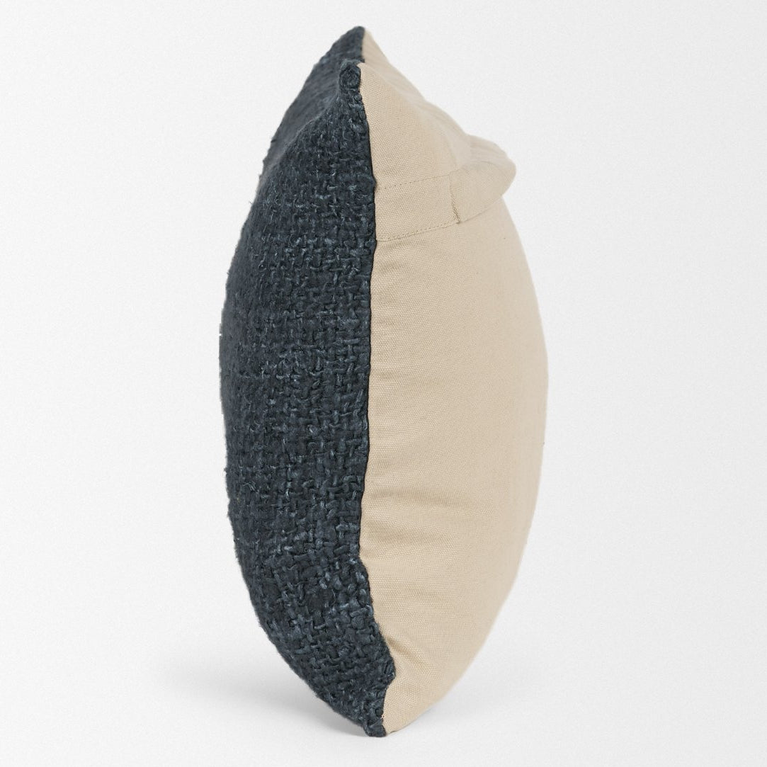 Mercana Lowen Lumbar Navy Woven Pillow Cover w/Down Filler