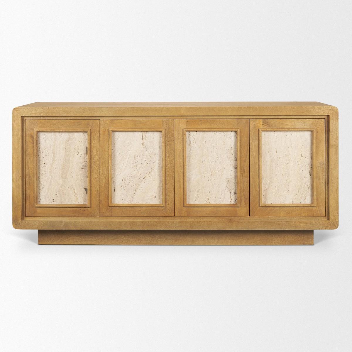 Mercana Valterra Light Brown Wood w/ Travertine 4 Door Sideboard