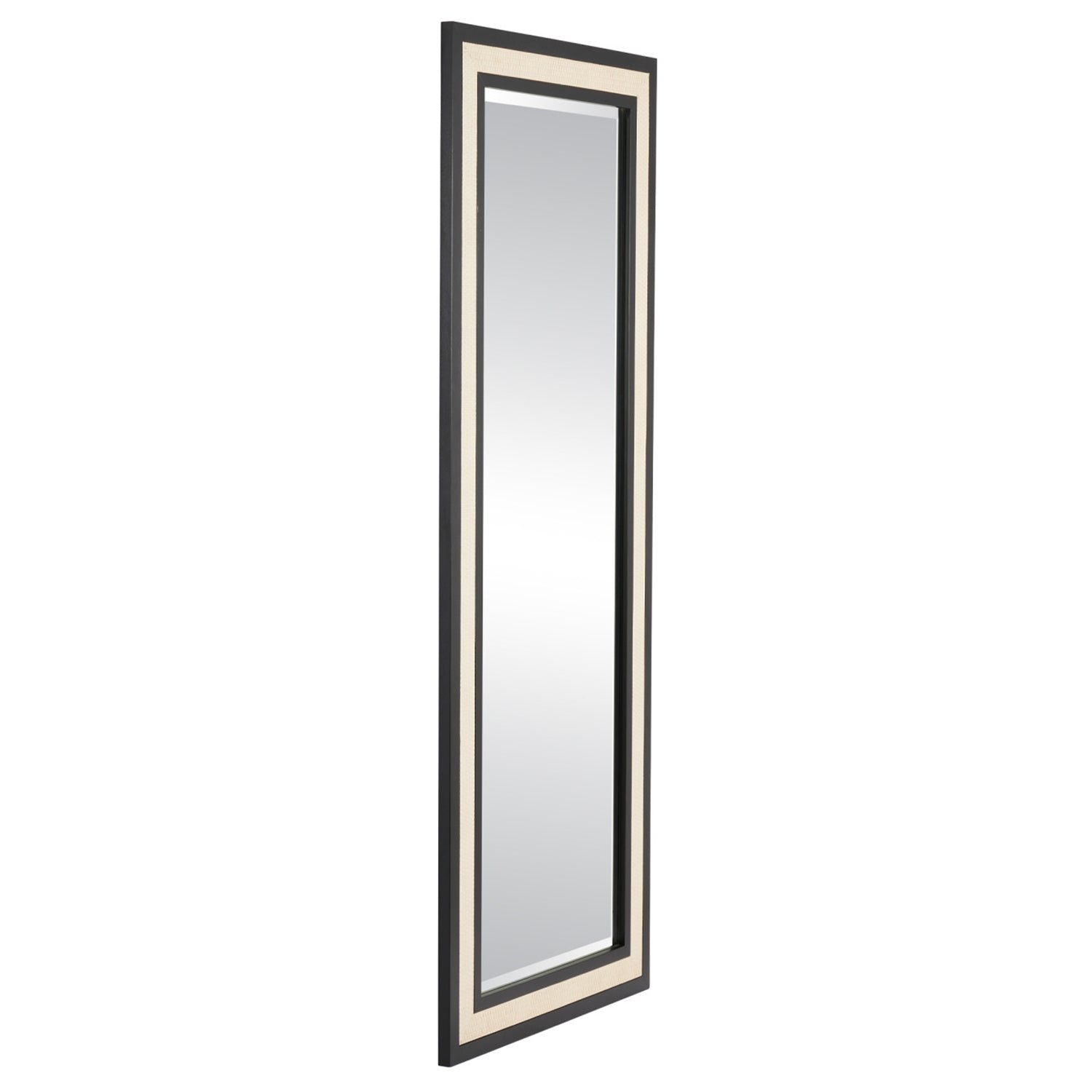 Currey & Co Deanna Ivory Raffia Rectangular Floor Mirror
