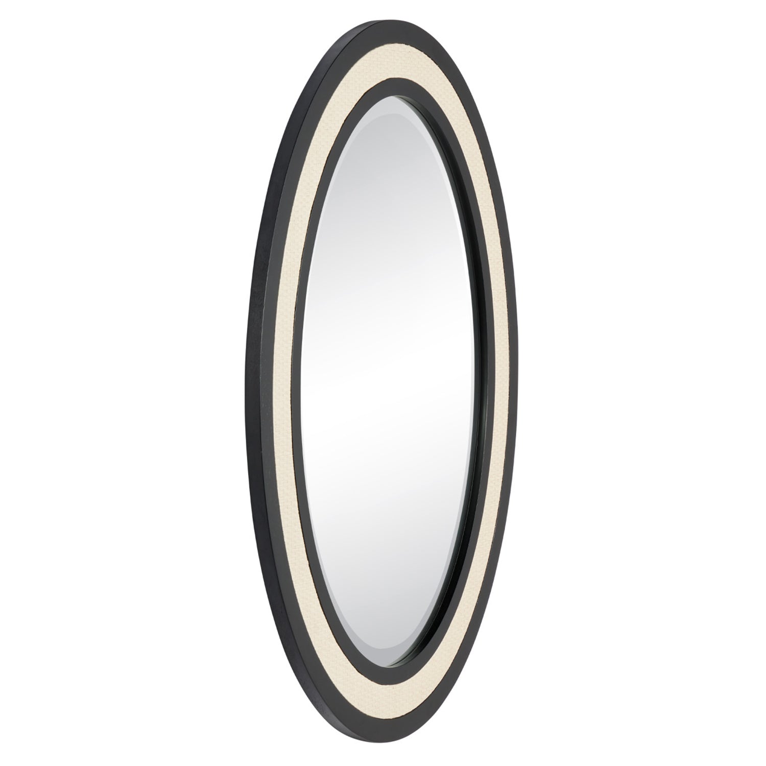 Currey & Co Deanna Ivory Raffia Oval Mirror