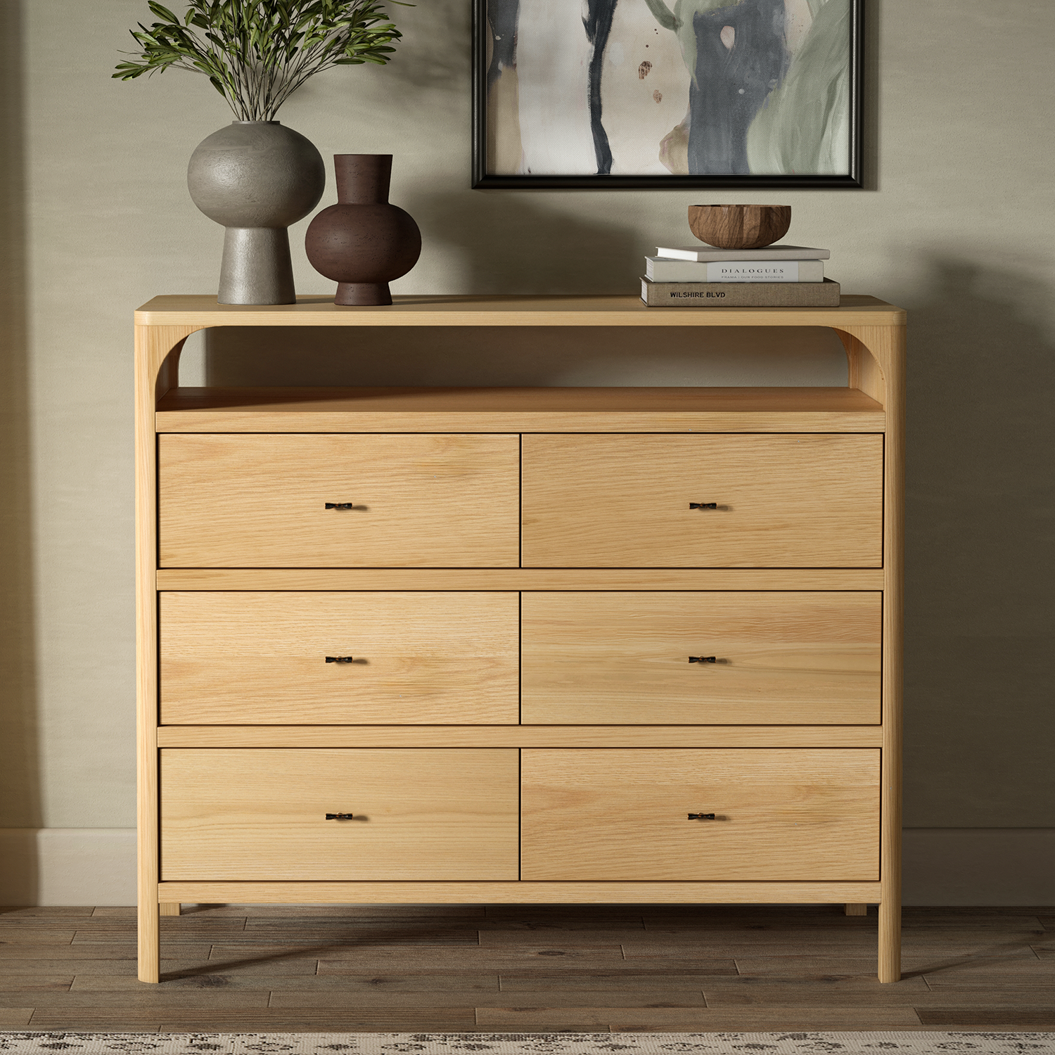 Co. House Designs Cali 6-Drawer Oak Natural Dresser