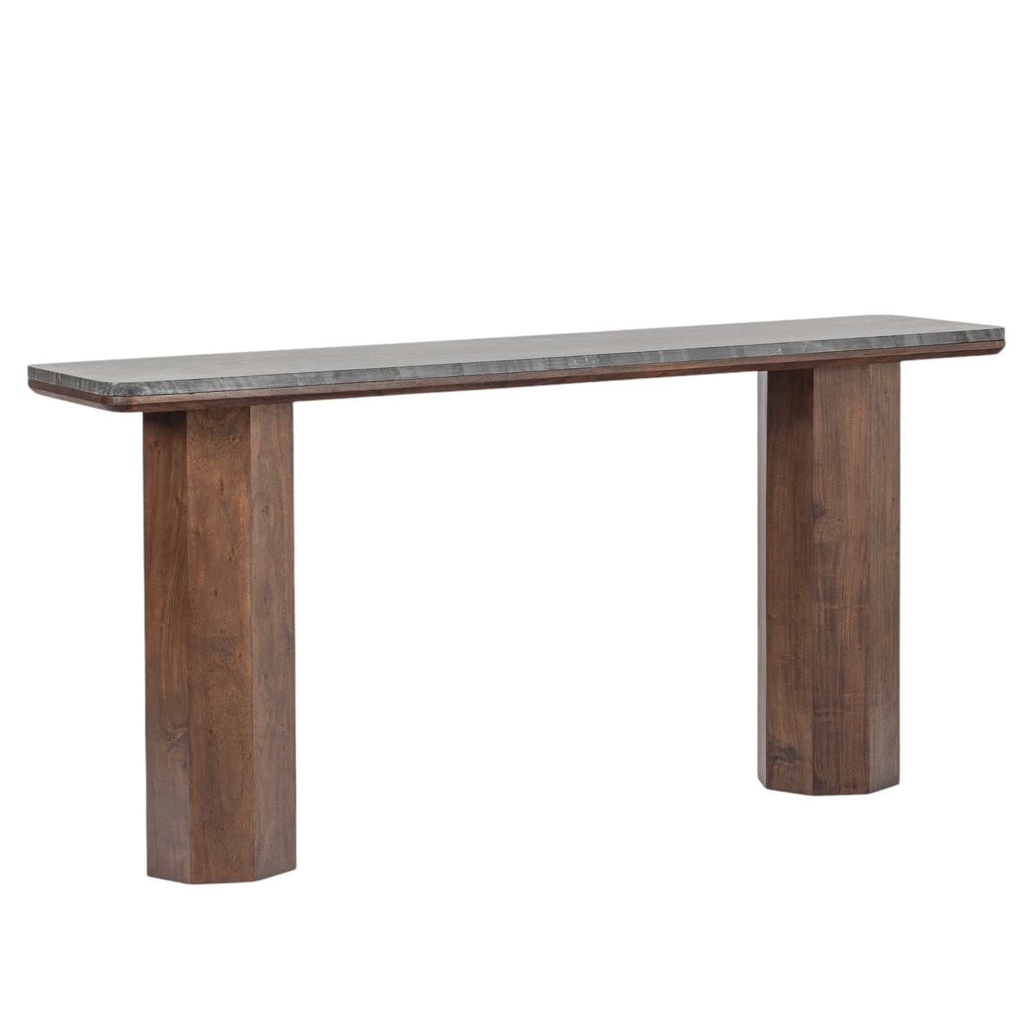 Co. House Designs Hex Leg Marble Dark Walnut Console Table