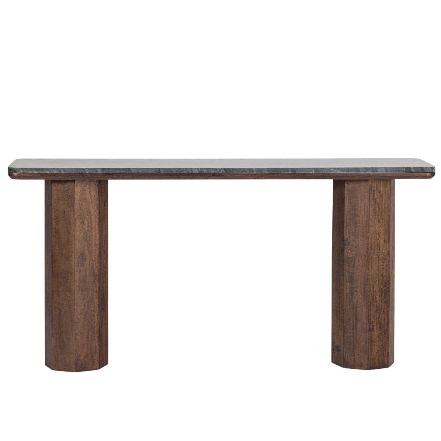 Co. House Designs Hex Leg Marble Dark Walnut Console Table