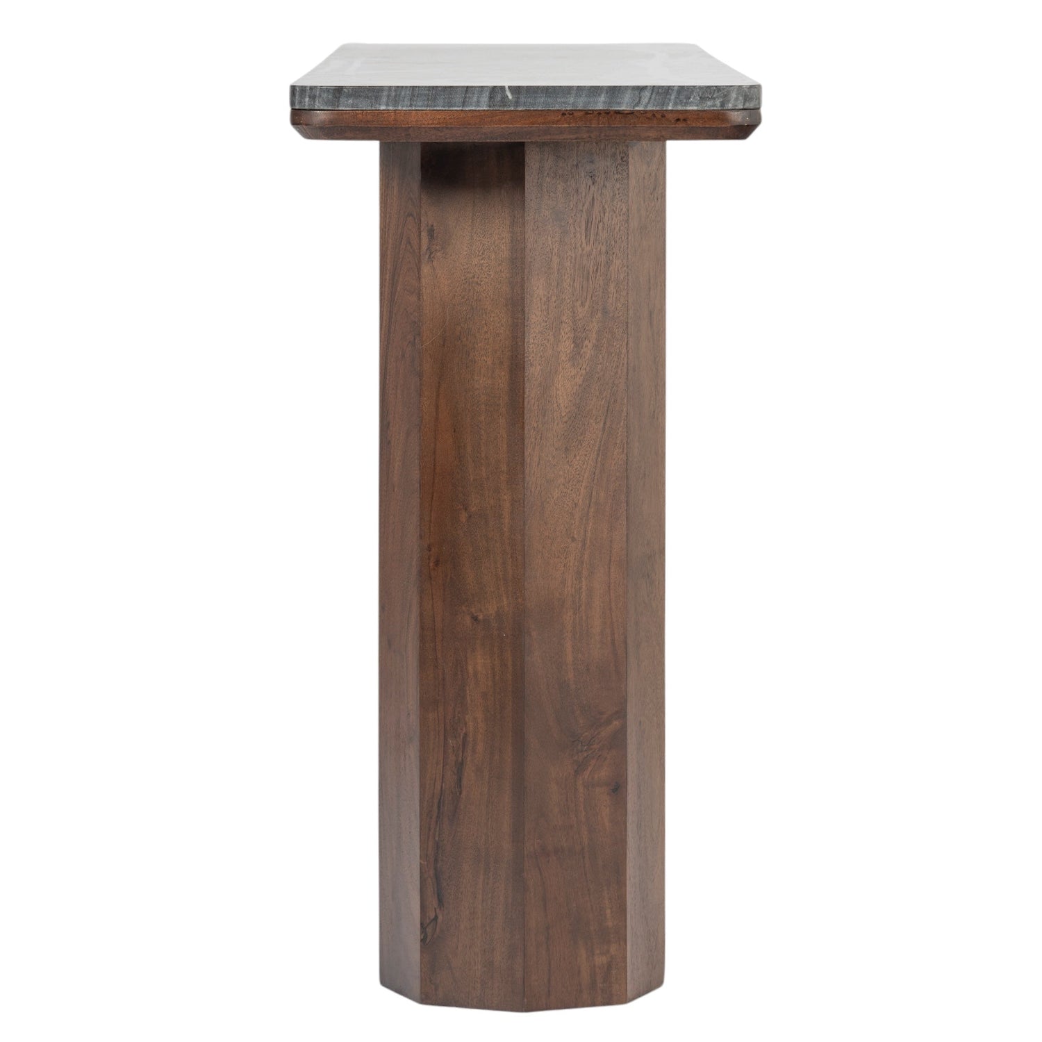 Co. House Designs Hex Leg Marble Dark Walnut Console Table
