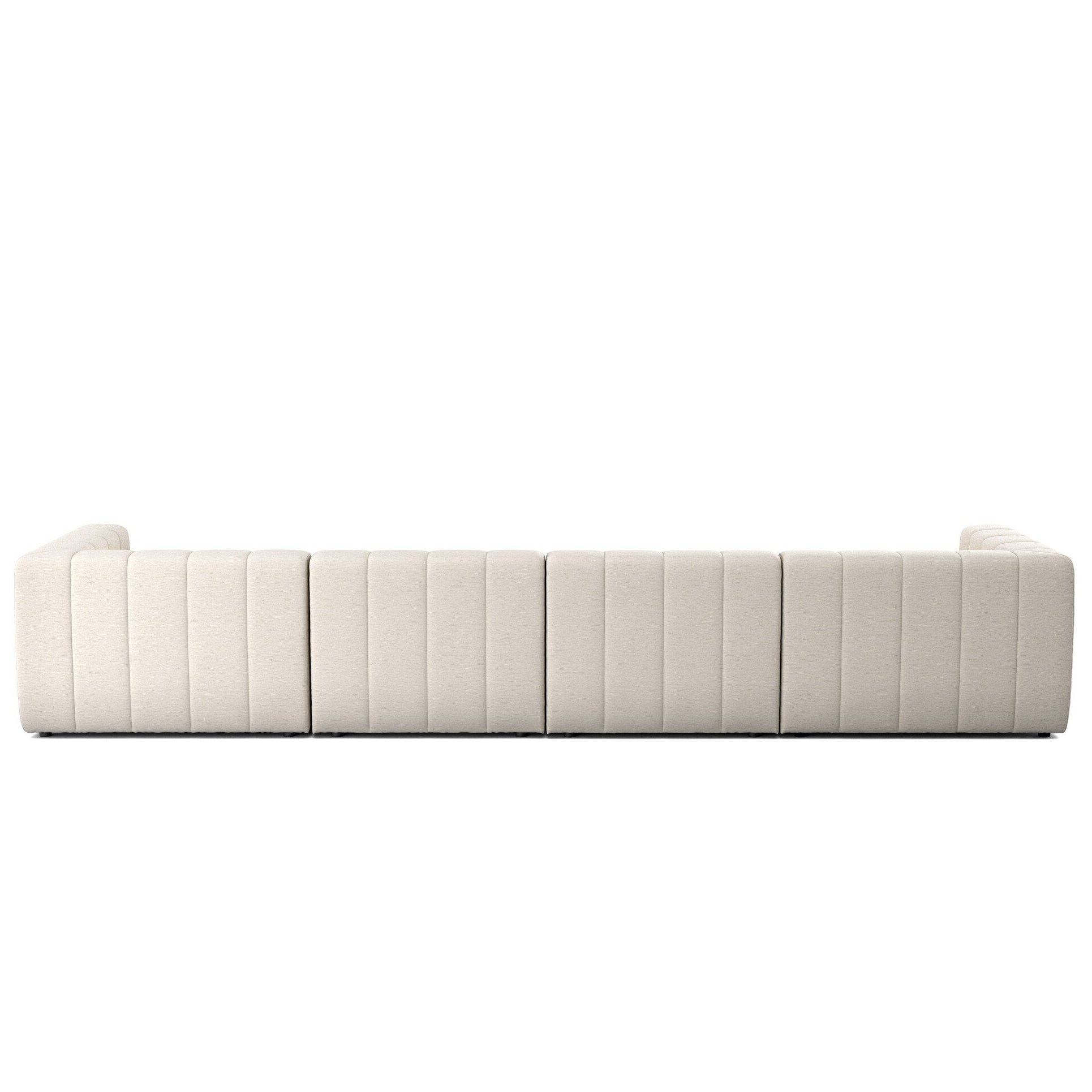 Four Hands Langham Channeled Crypton Nomad Snow 4 Piece Sectional Sofa back view