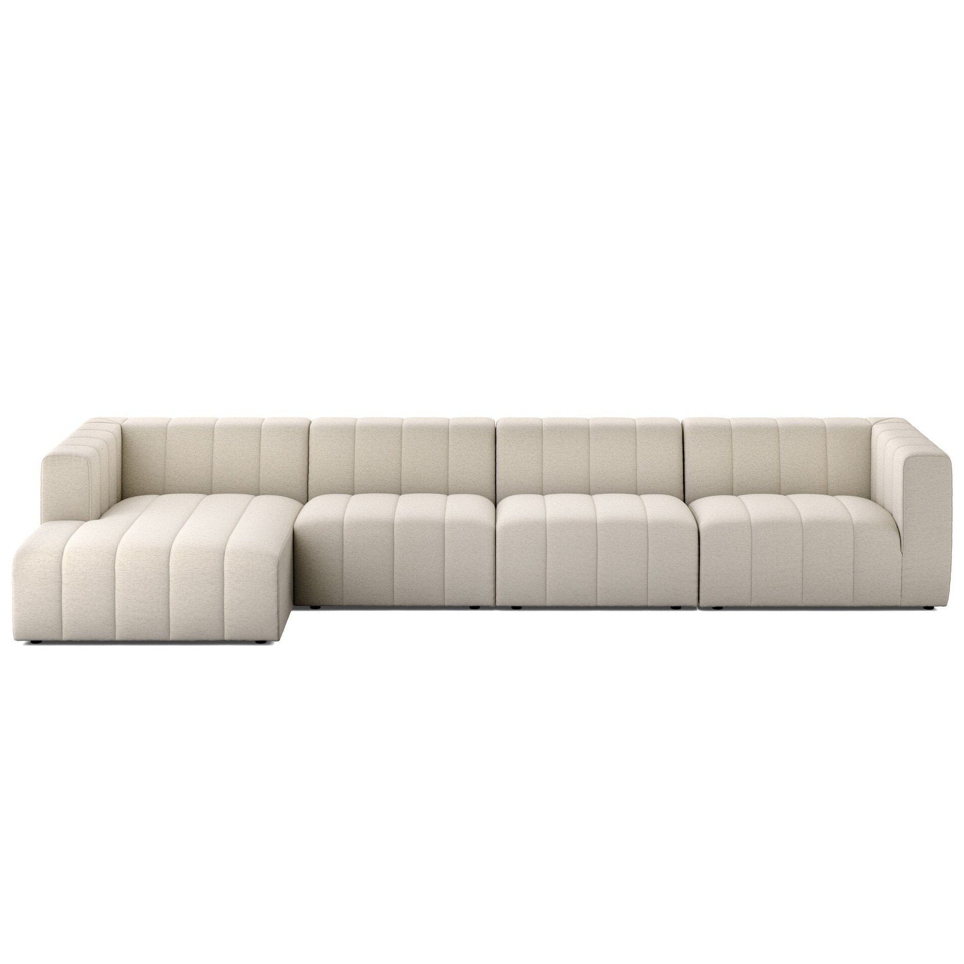 Four Hands Langham Channeled Crypton Nomad Snow 4 Piece Sectional Sofa front view