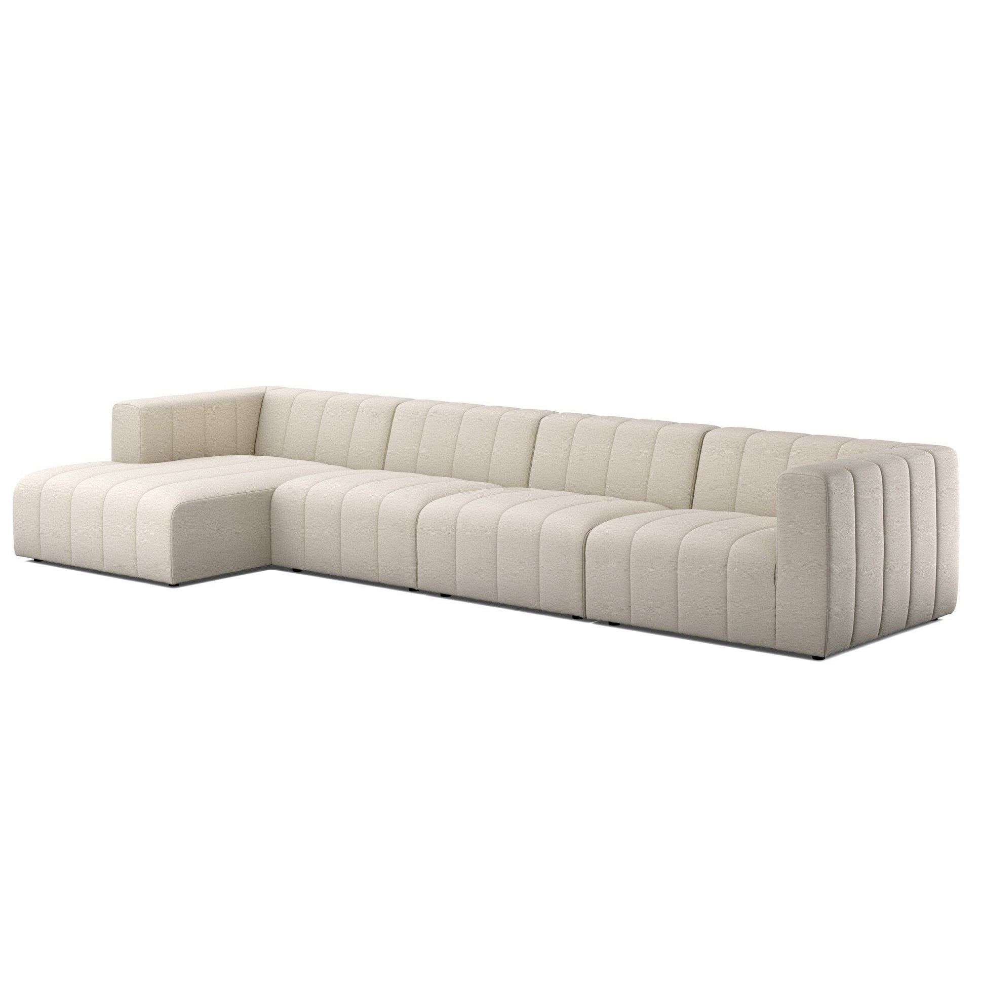 Four Hands Langham Channeled Crypton Nomad Snow 4 Piece Sectional Sofa styled view