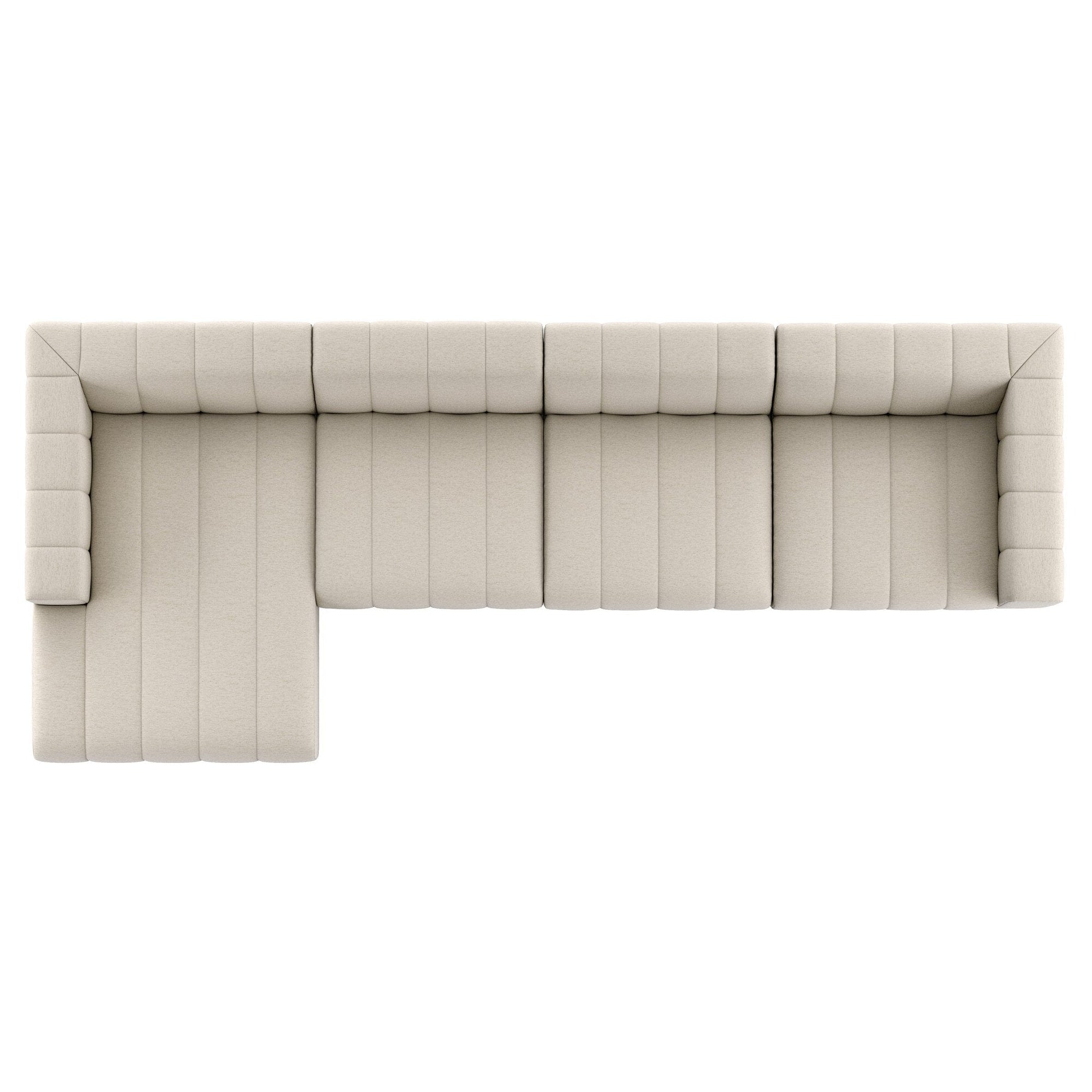 Four Hands Langham Channeled Crypton Nomad Snow 4 Piece Sectional Sofa top view