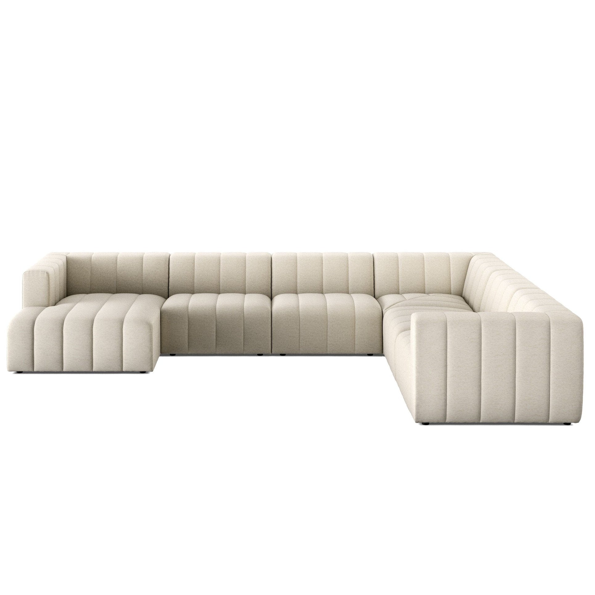 Four Hands Langham Channeled Crypton Nomad Snow 6 Piece Sectional Sofa front view