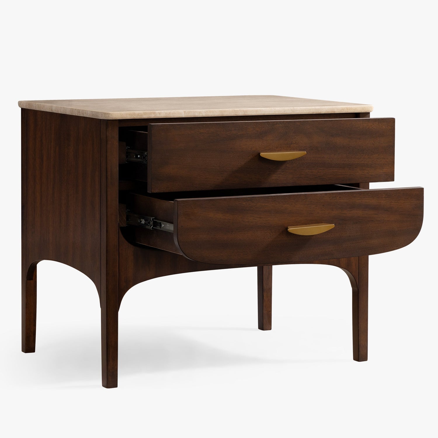 Co. House Designs Fontaine 2-Drawer Walnut Nightstand
