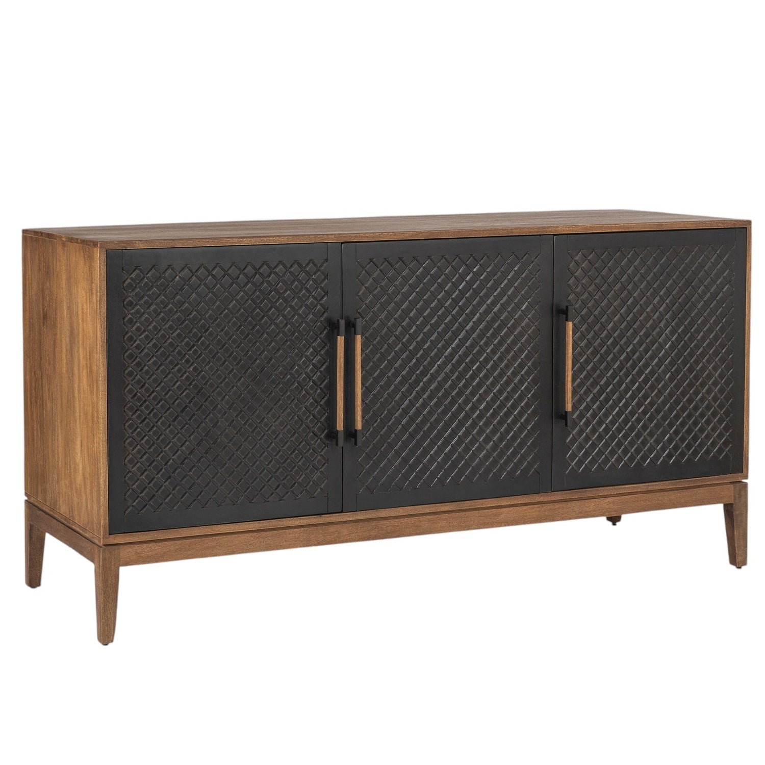 Co. House Designs Naya Solid Wood Carved Seadrift and Black Cabinet