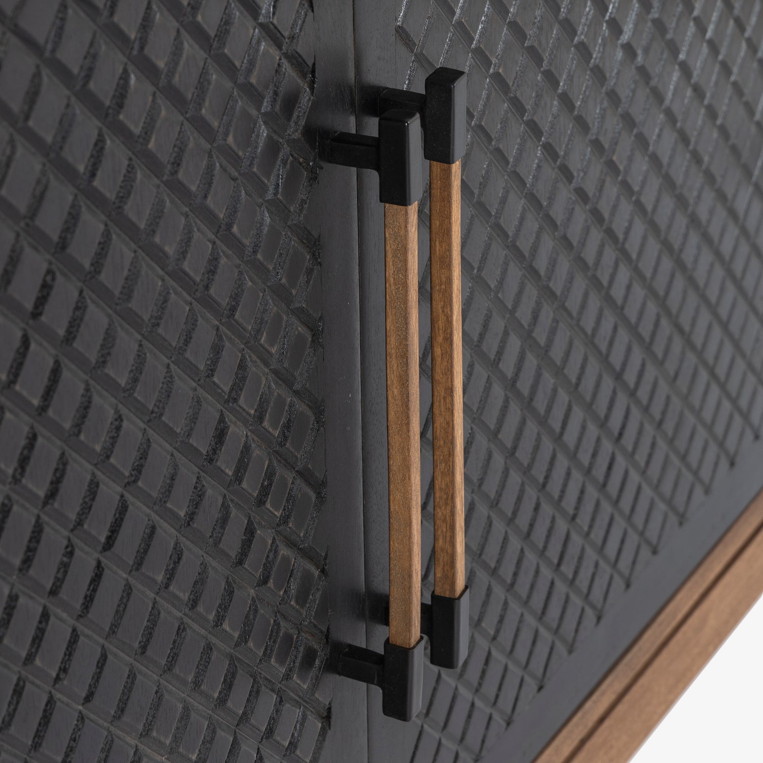 Co. House Designs Naya Solid Wood Carved Seadrift and Black Cabinet