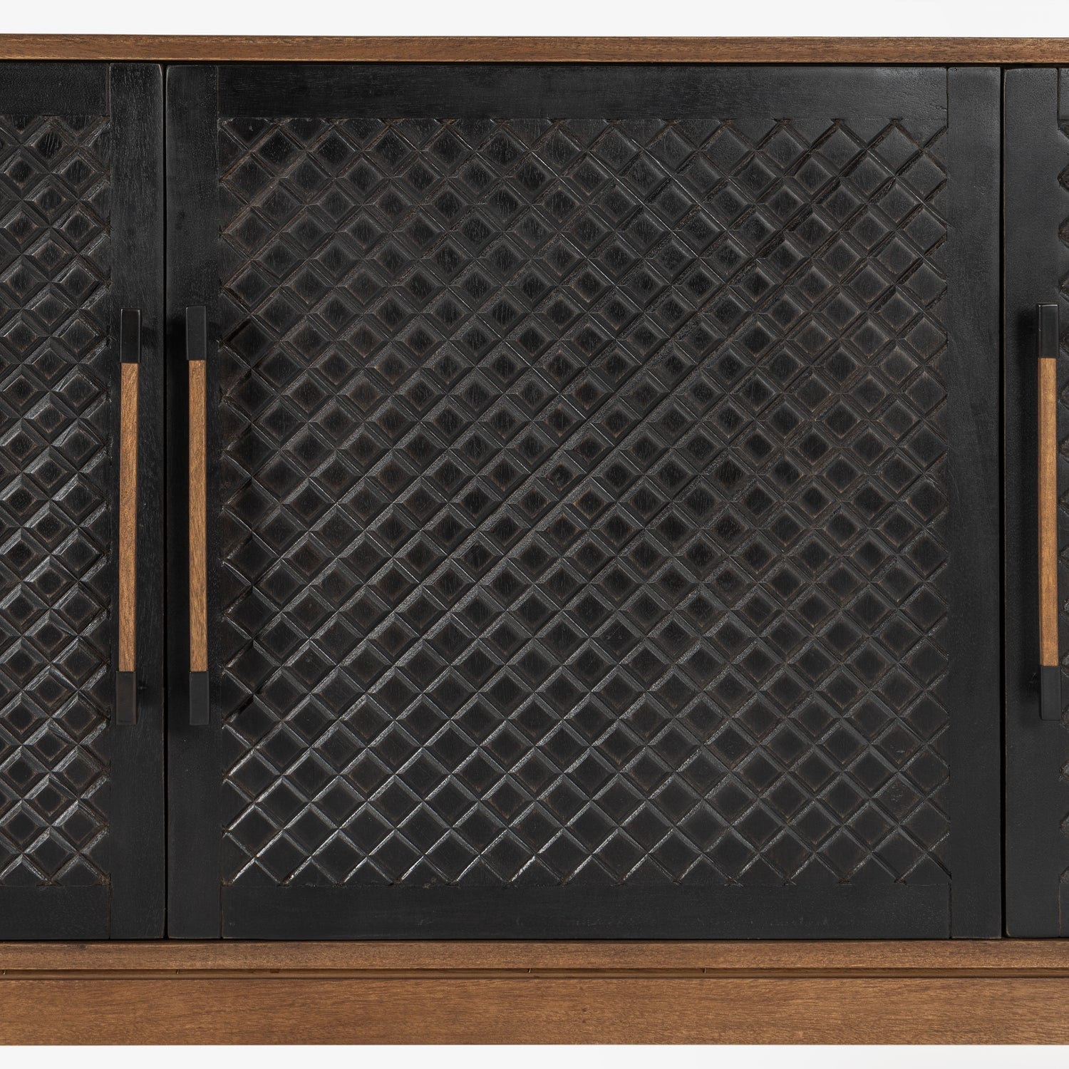 Co. House Designs Naya Solid Wood Carved Seadrift and Black Cabinet