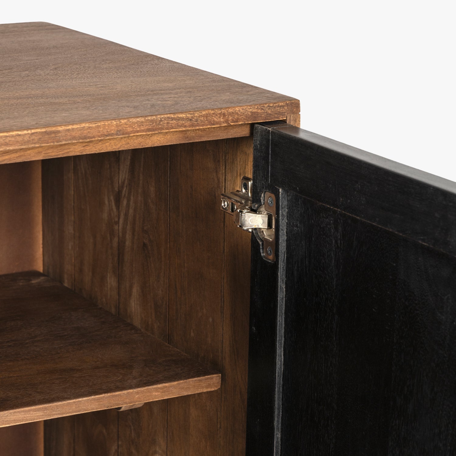 Co. House Designs Naya Solid Wood Carved Seadrift and Black Cabinet