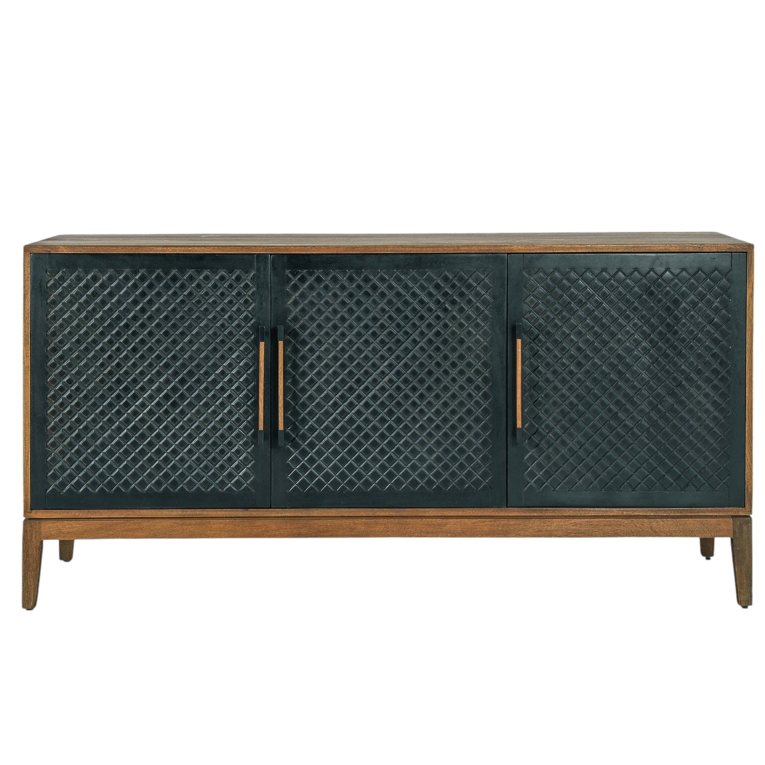 Co. House Designs Naya Solid Wood Carved Seadrift and Black Cabinet
