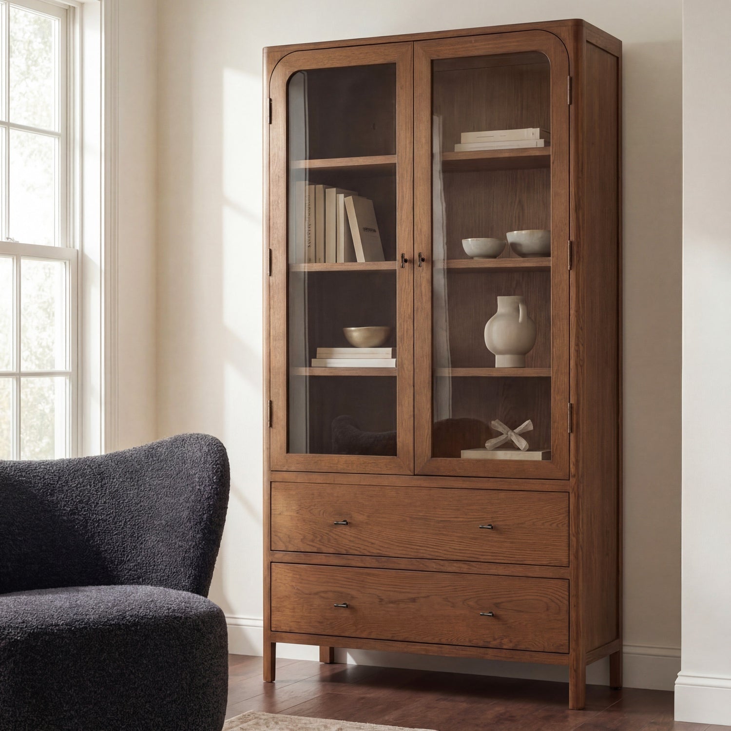 Co. House Designs Cali Walnut Display Cabinet