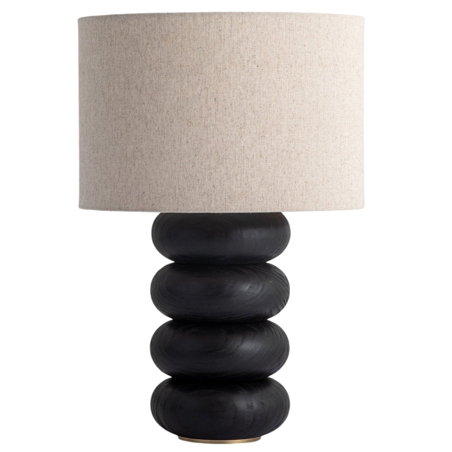 Co. House Designs Sandia Oak Wood Black Large Table Lamp