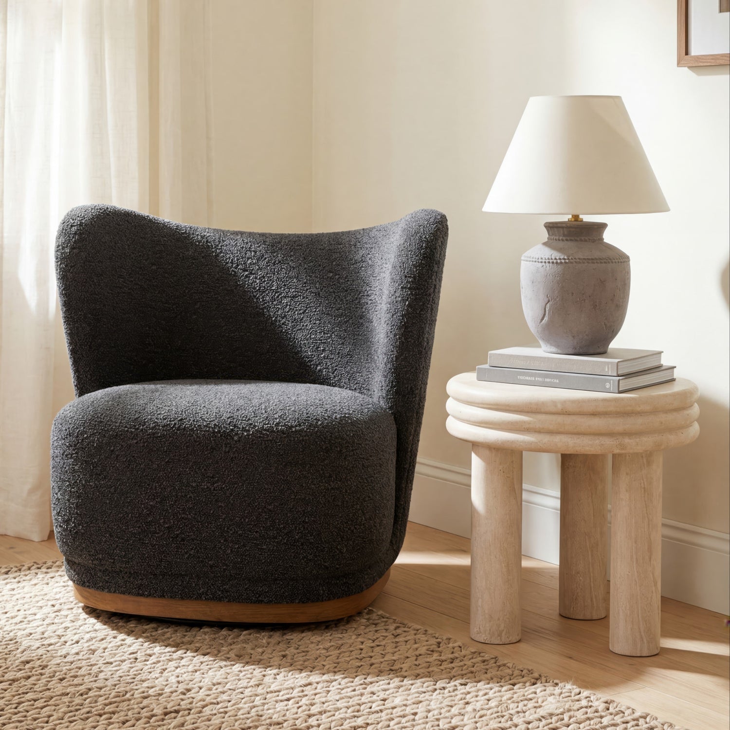 Co. House Designs Odell Black Olive Swivel Chair