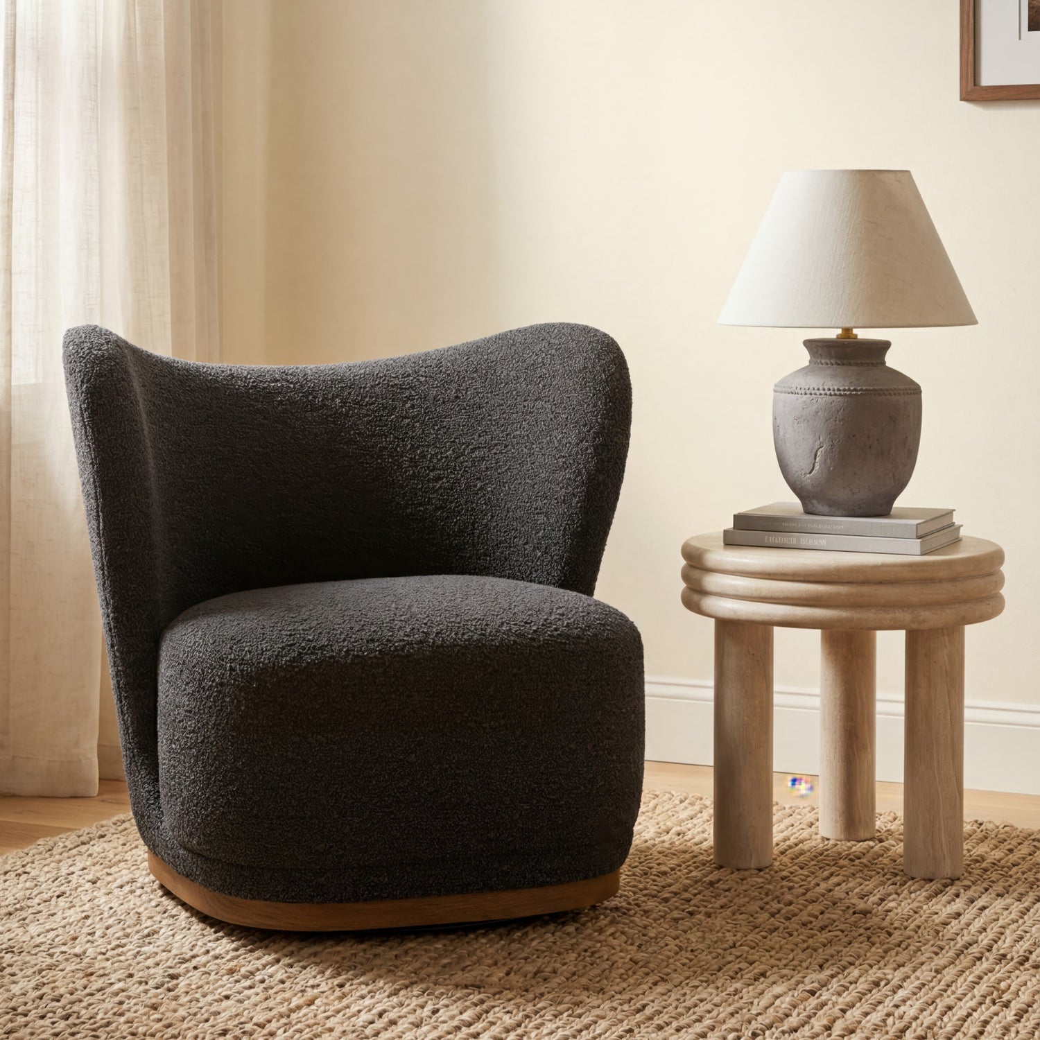 Co. House Designs Odell Black Olive Swivel Chair