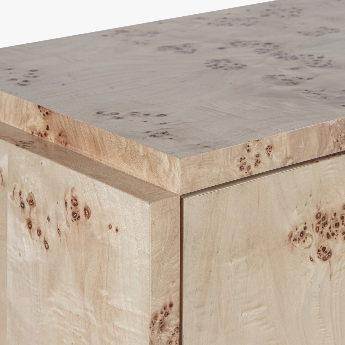 Close-up detail of the Co. House Designs Wesley Light Burl Cabinet (view 3)