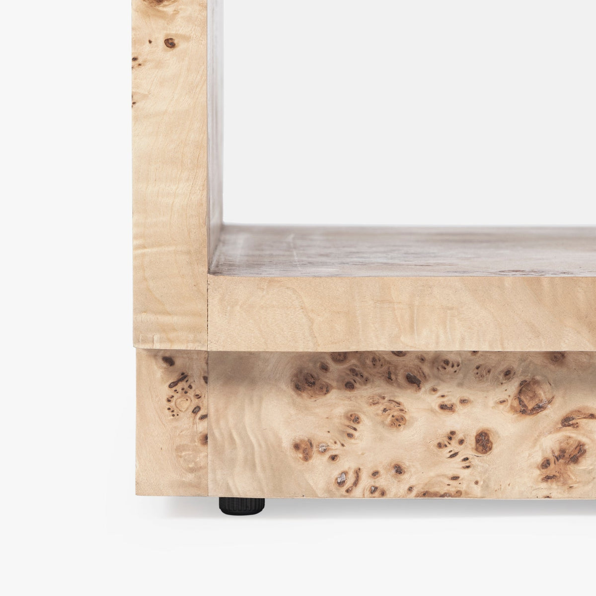 Close-up detail of the Co. House Designs Wesley Light Burl Side Table (view 3)