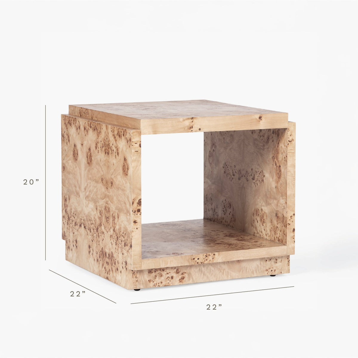 Dimension diagram for the Co. House Designs Wesley Light Burl Side Table
