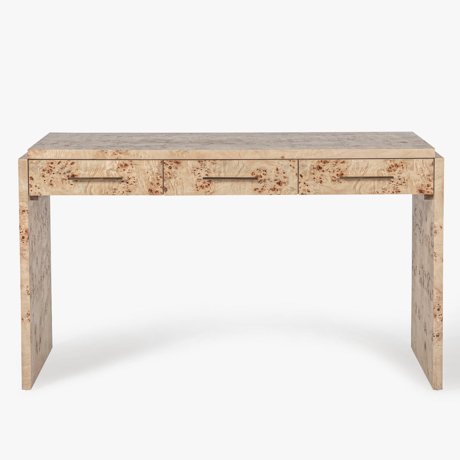 Front view of the Co. House Designs Wesley Light Burl Desk