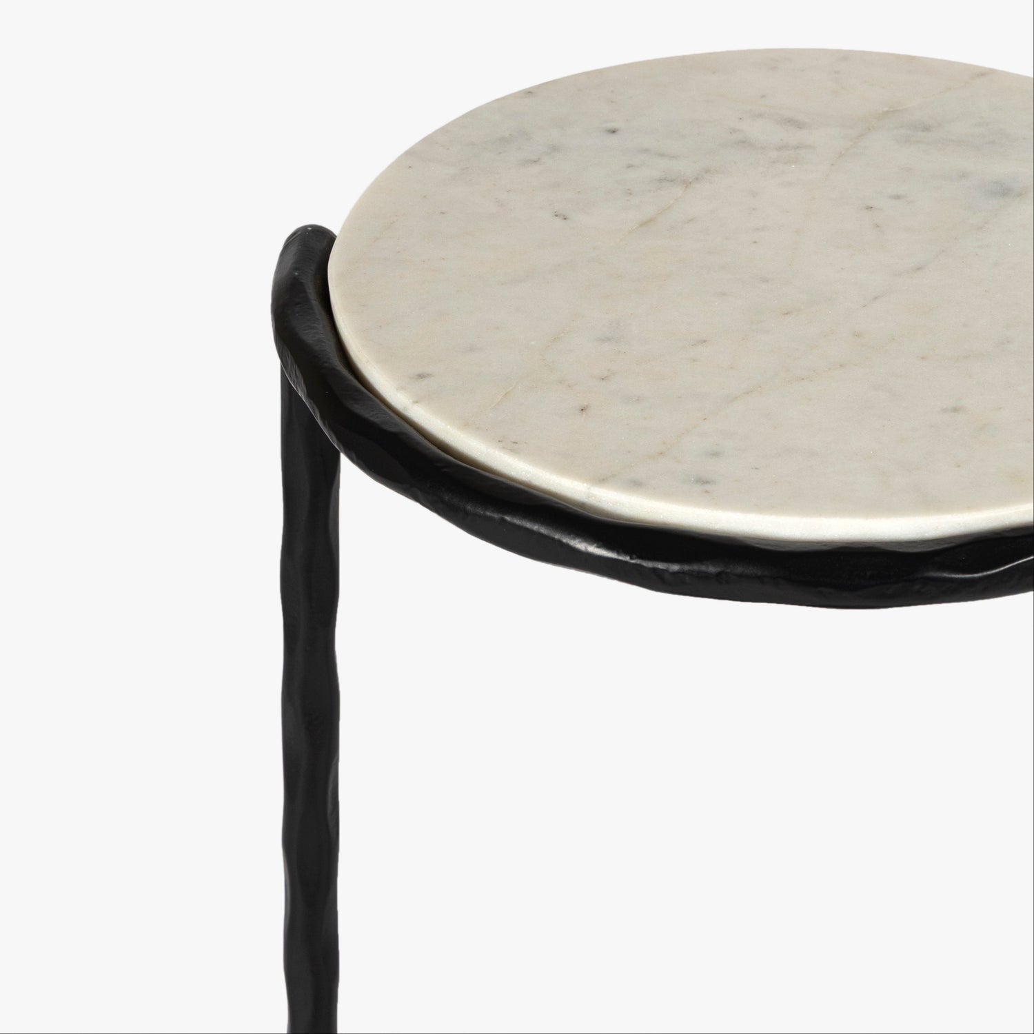 Close-up detail of the Co. House Designs Tiernan Marble Black Side Table