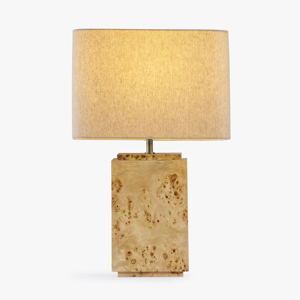 Co. House Designs Wesley Light Burl Table Lamp illuminated and glowing (view 2)