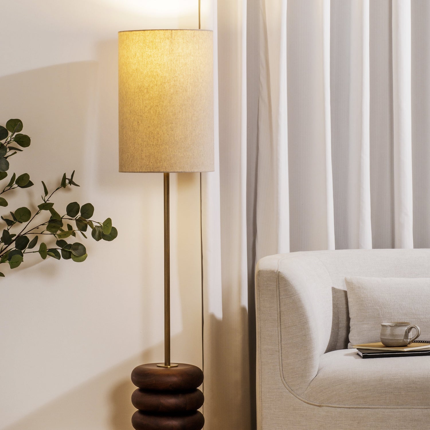 Co. House Designs Sandia Walnut Floor Lamp