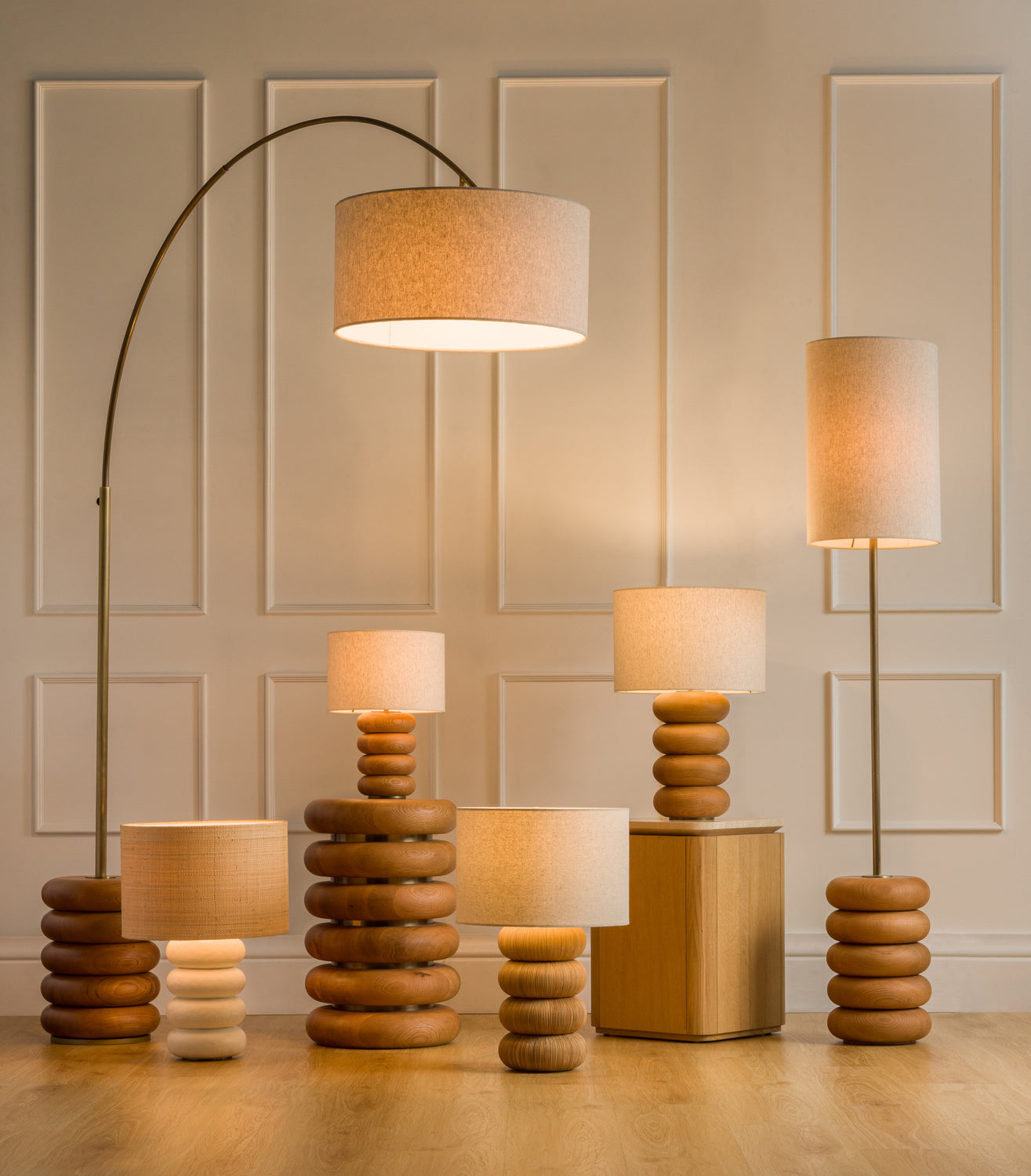 Co. House Designs Sandia Oak Wood Natural Small Table Lamp