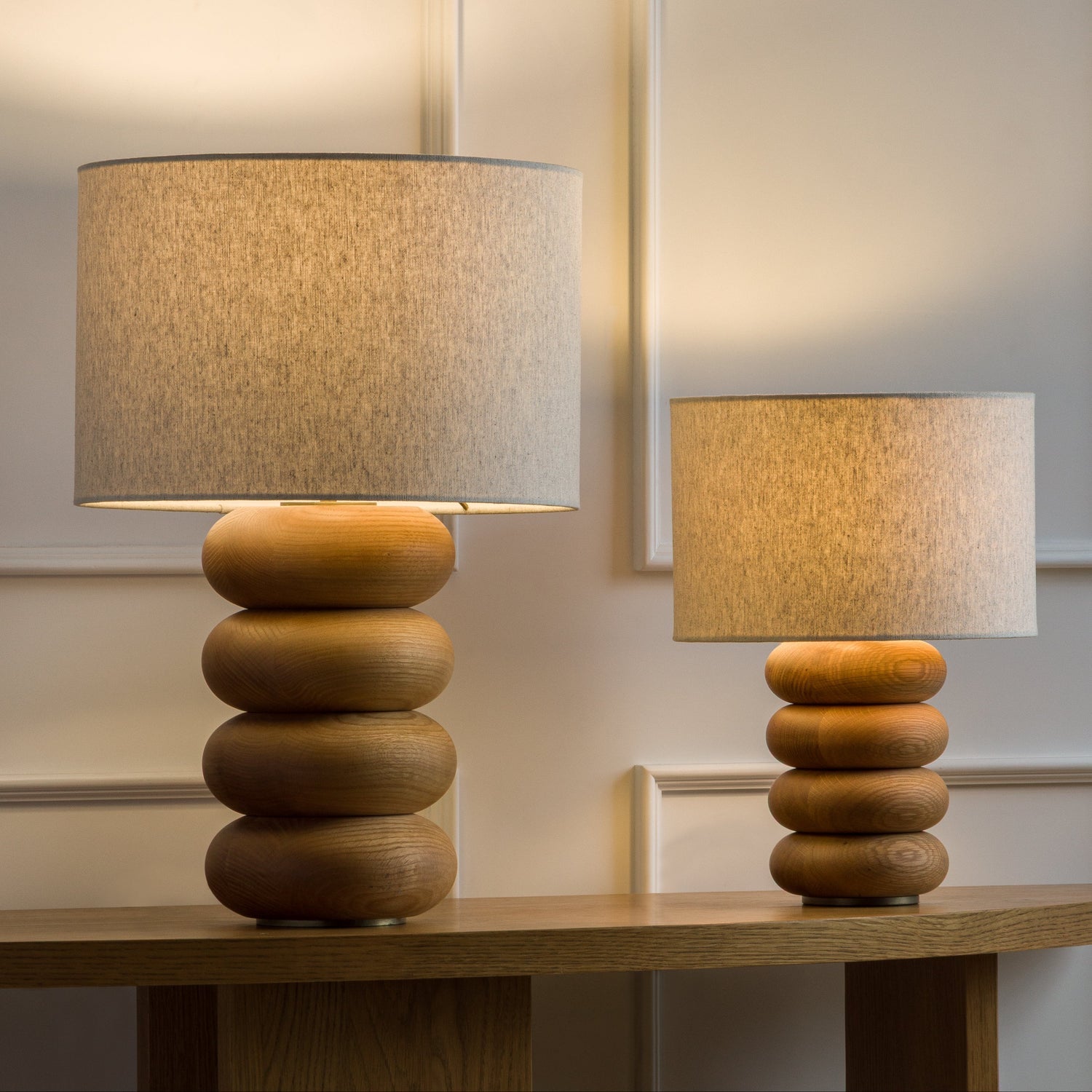 Co. House Designs Sandia Oak Wood Natural Small Table Lamp