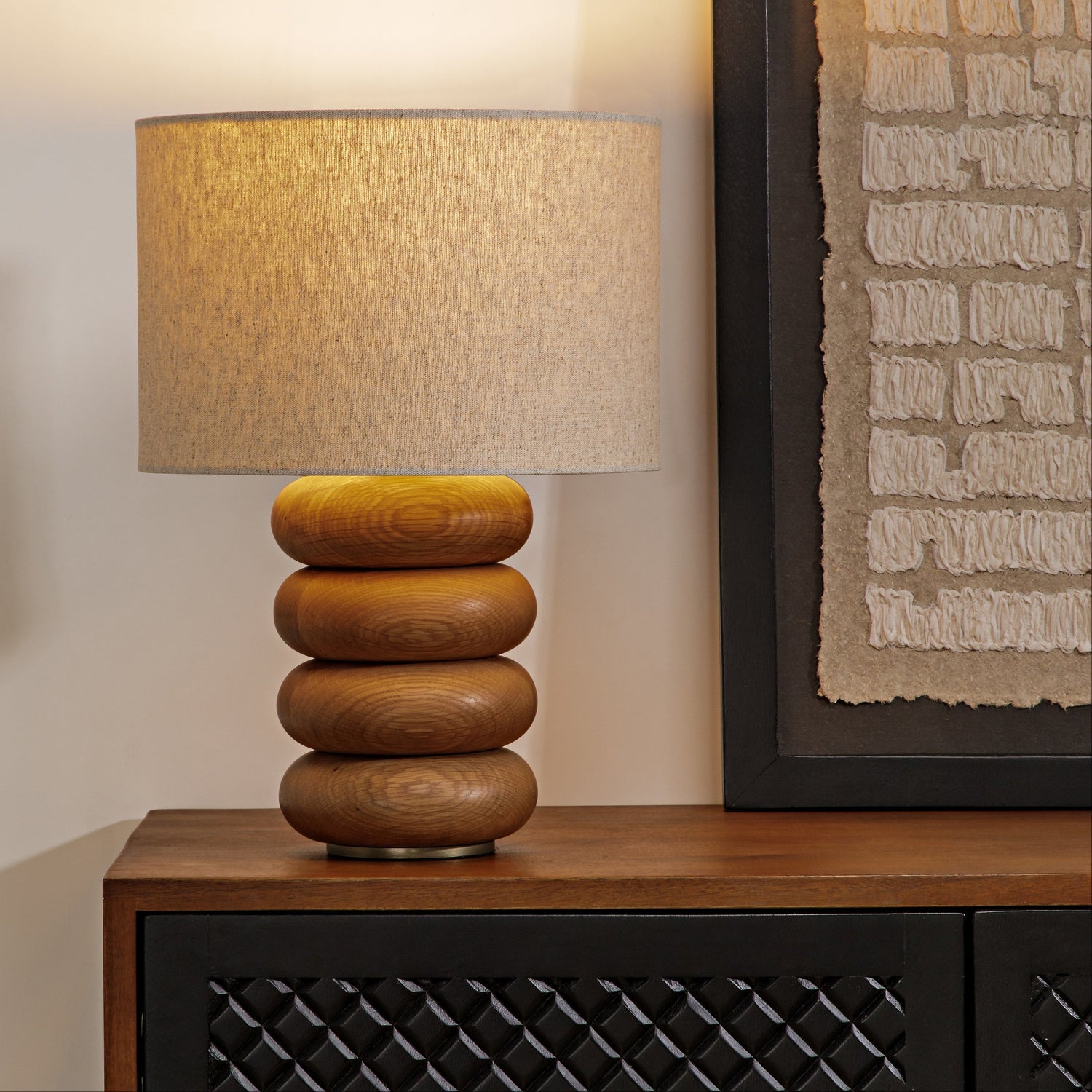 Co. House Designs Sandia Oak Wood Natural Small Table Lamp