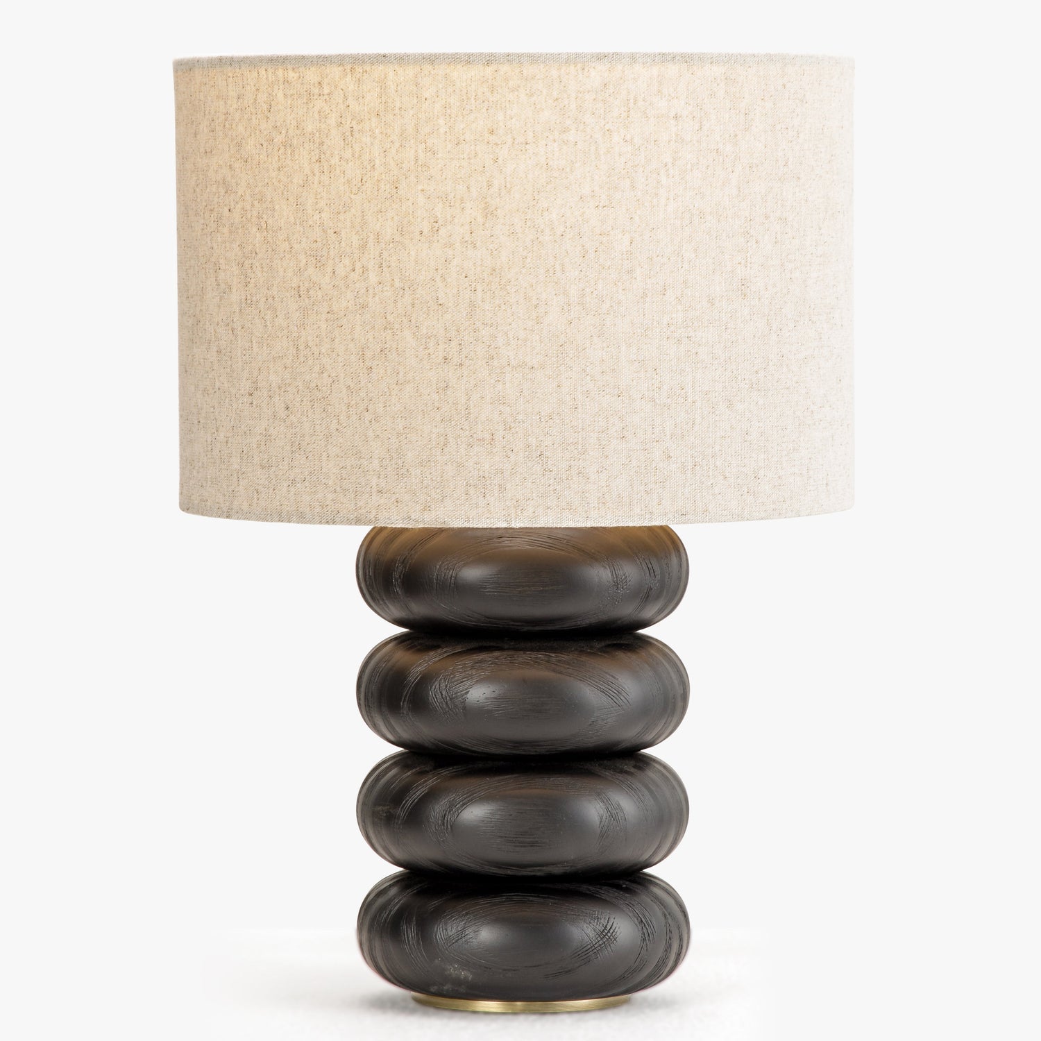 Co. House Designs Sandia Oak Wood Black Small Table Lamp