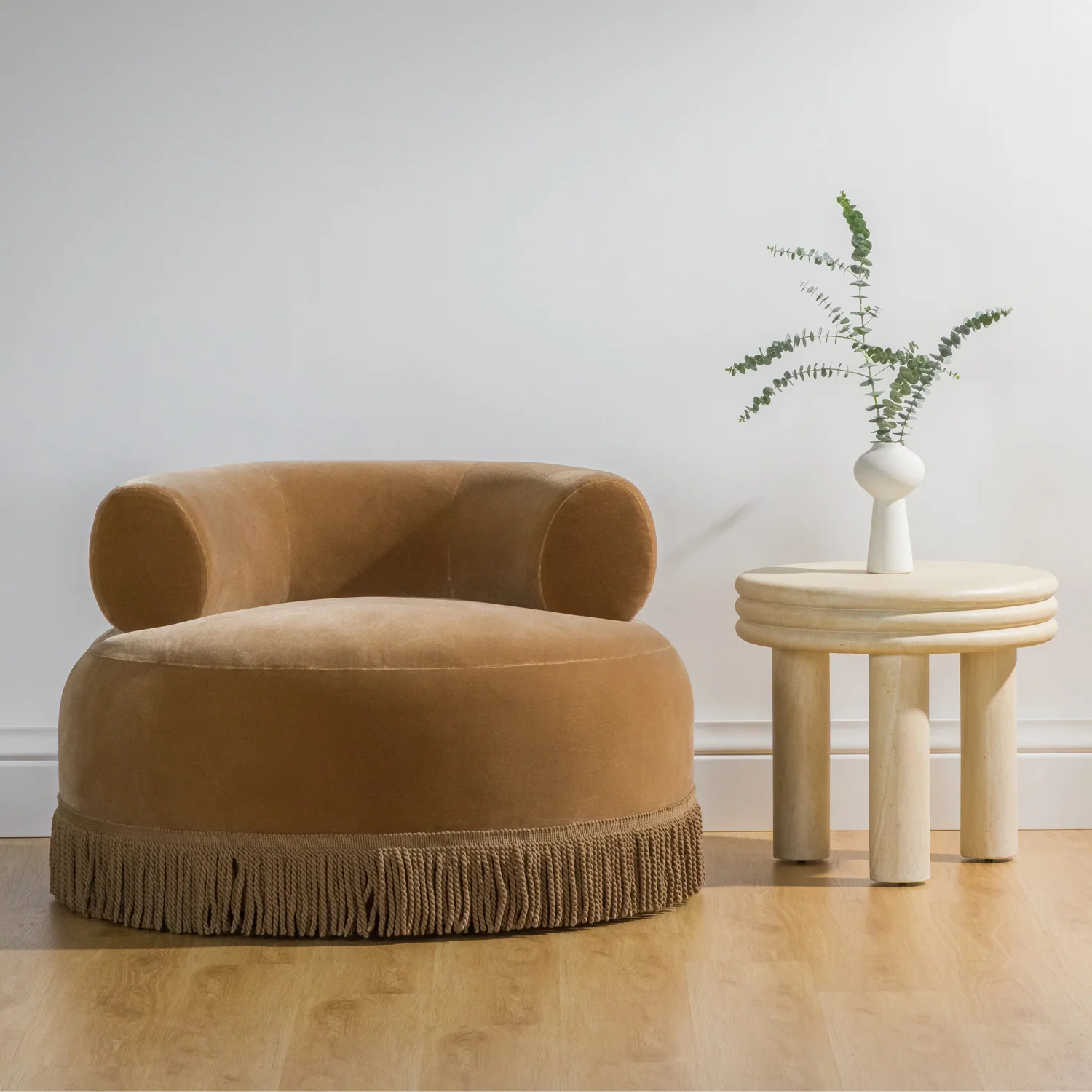 Button Atelier x Co. House Designs Roma Light Travertine End Table Set of 2